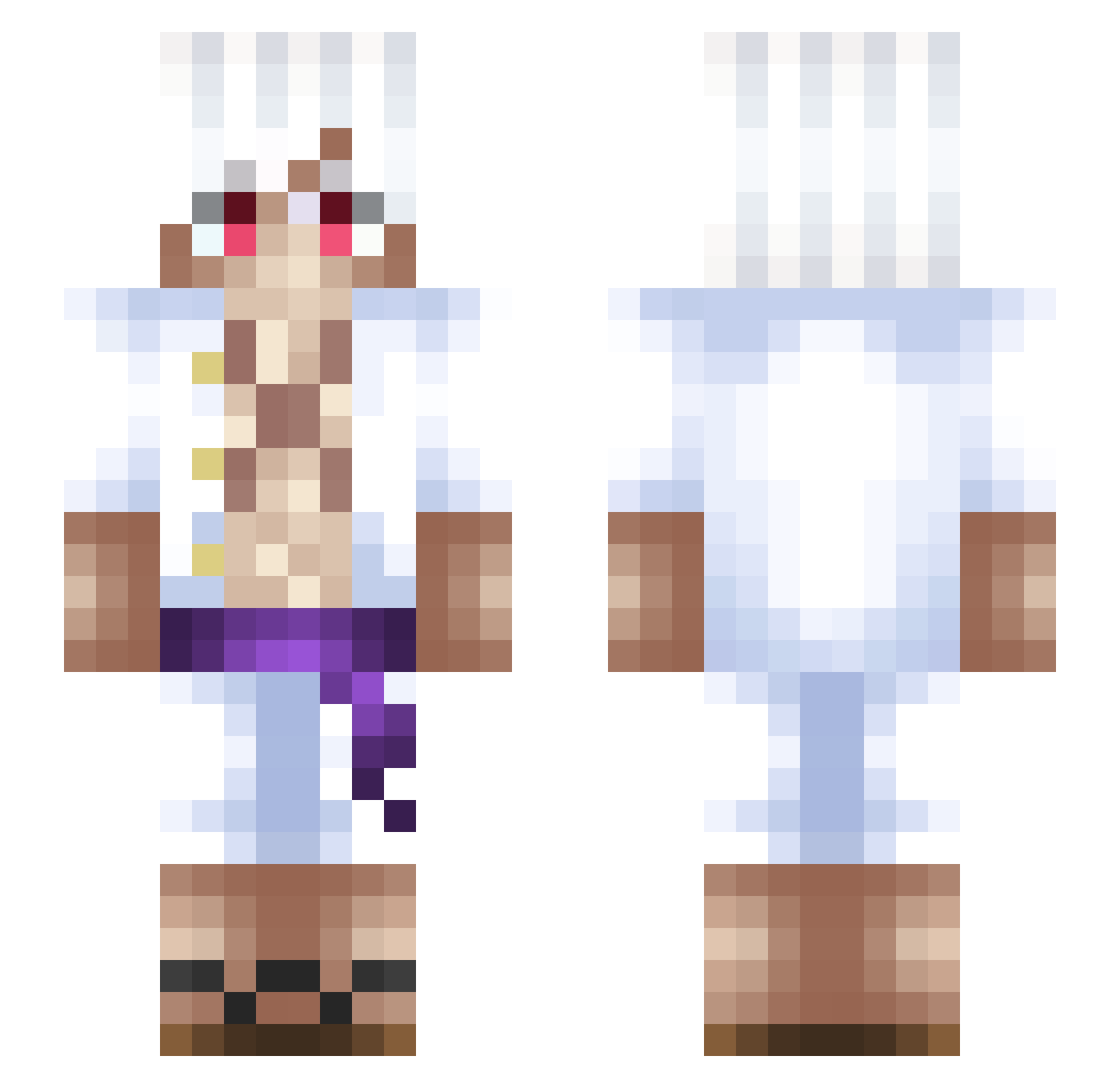 Anothcha Minecraft skin, front and back view