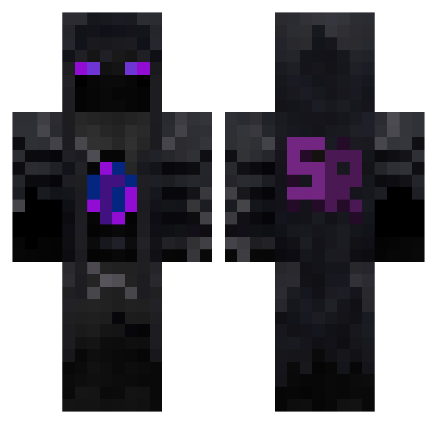 Tals3n Minecraft skin, front and back view