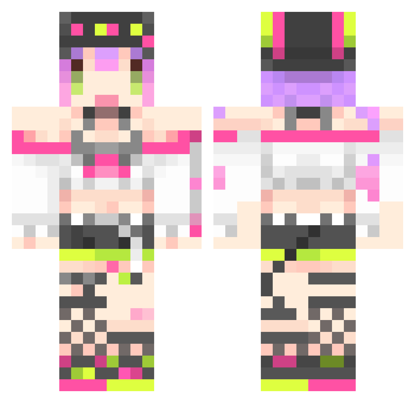 Alylx Minecraft skin, front and back view