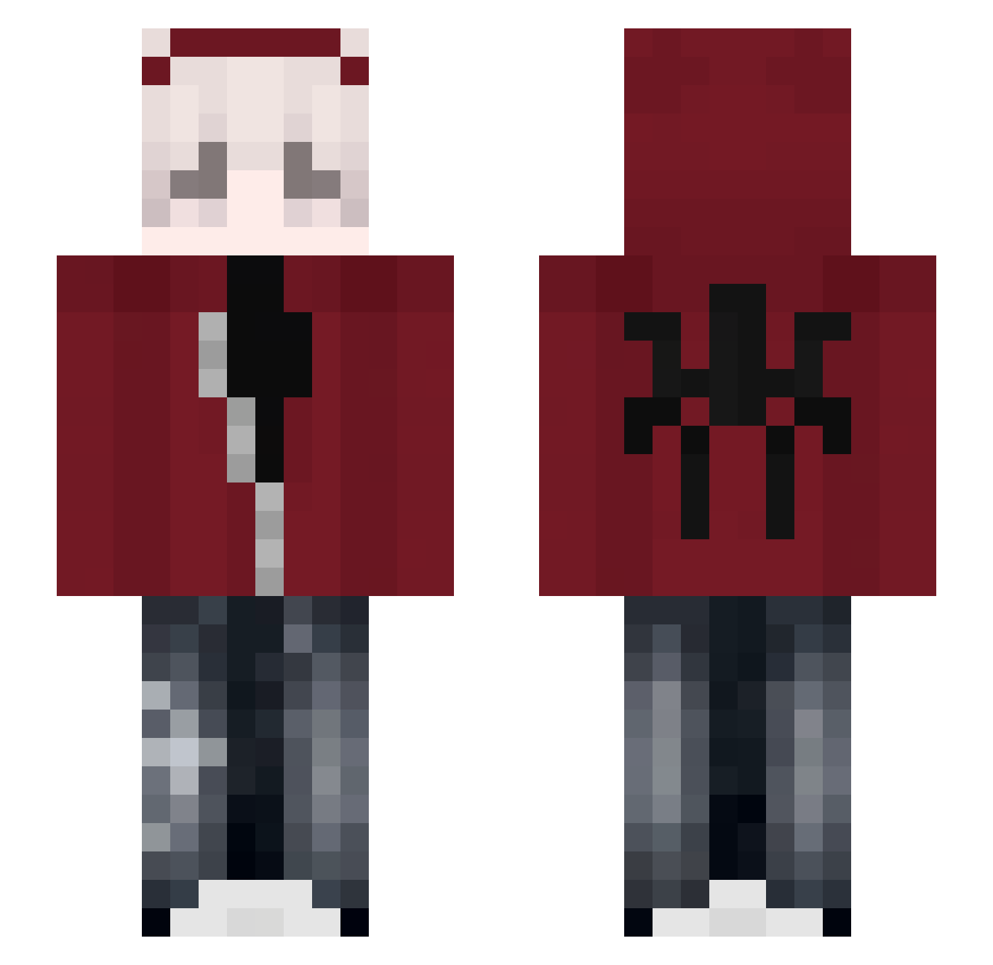jakcpvp Minecraft skin, front and back view