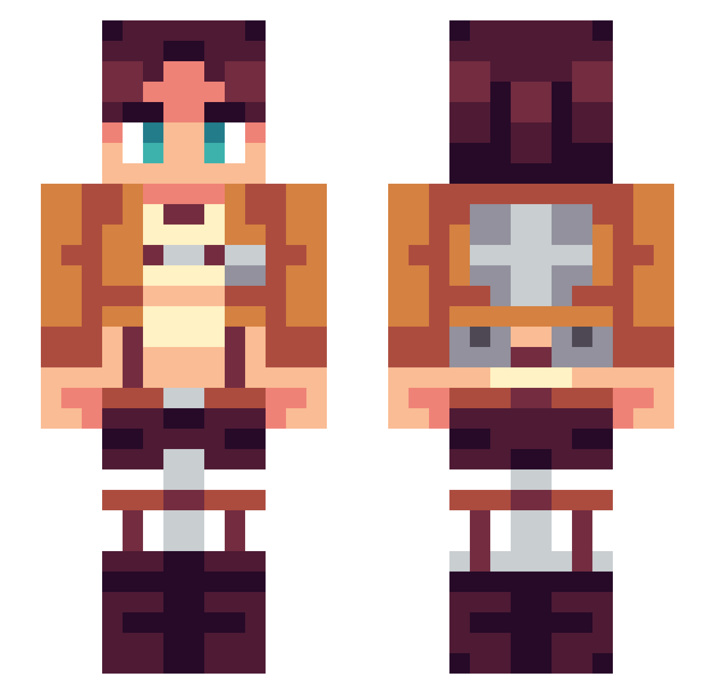 mozziming Minecraft skin, front and back view