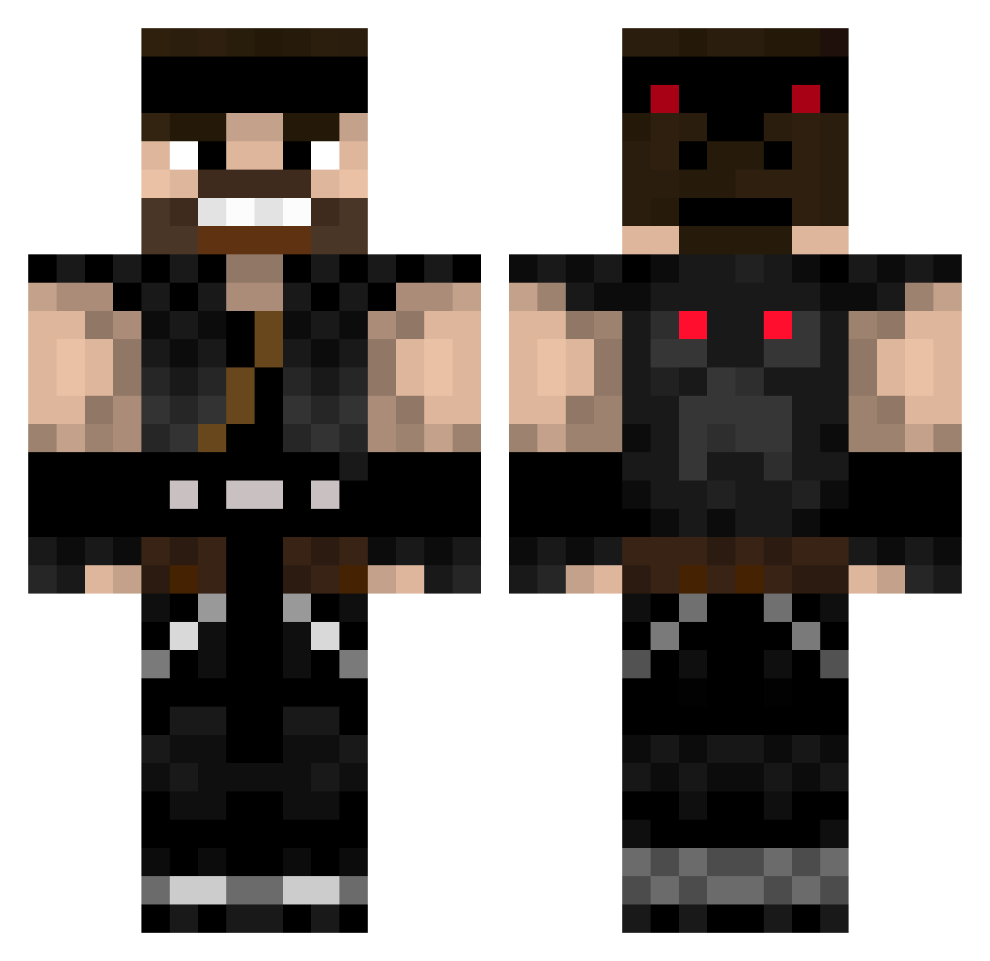 reloader Minecraft skin, front and back view