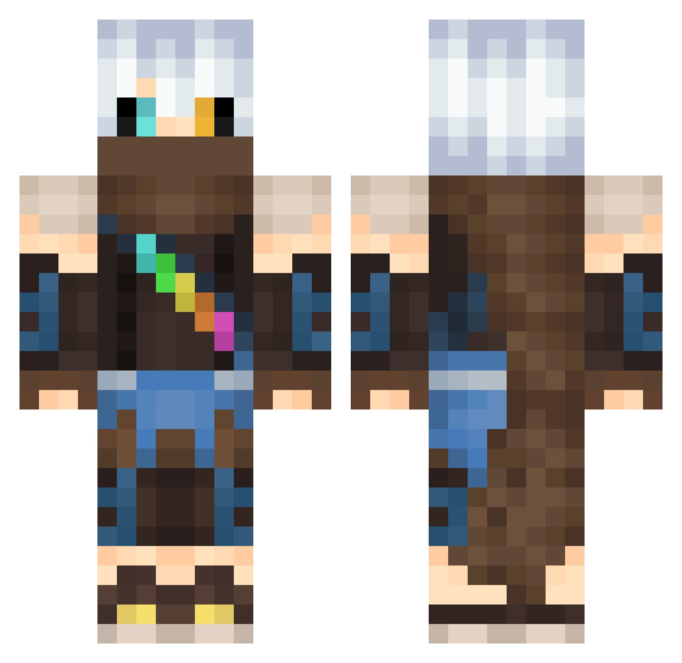 Under_blox Minecraft skin, front and back view