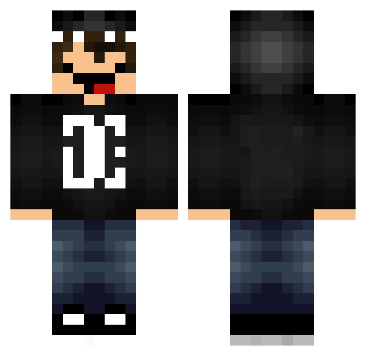 WishoPlay Minecraft skin, front and back view