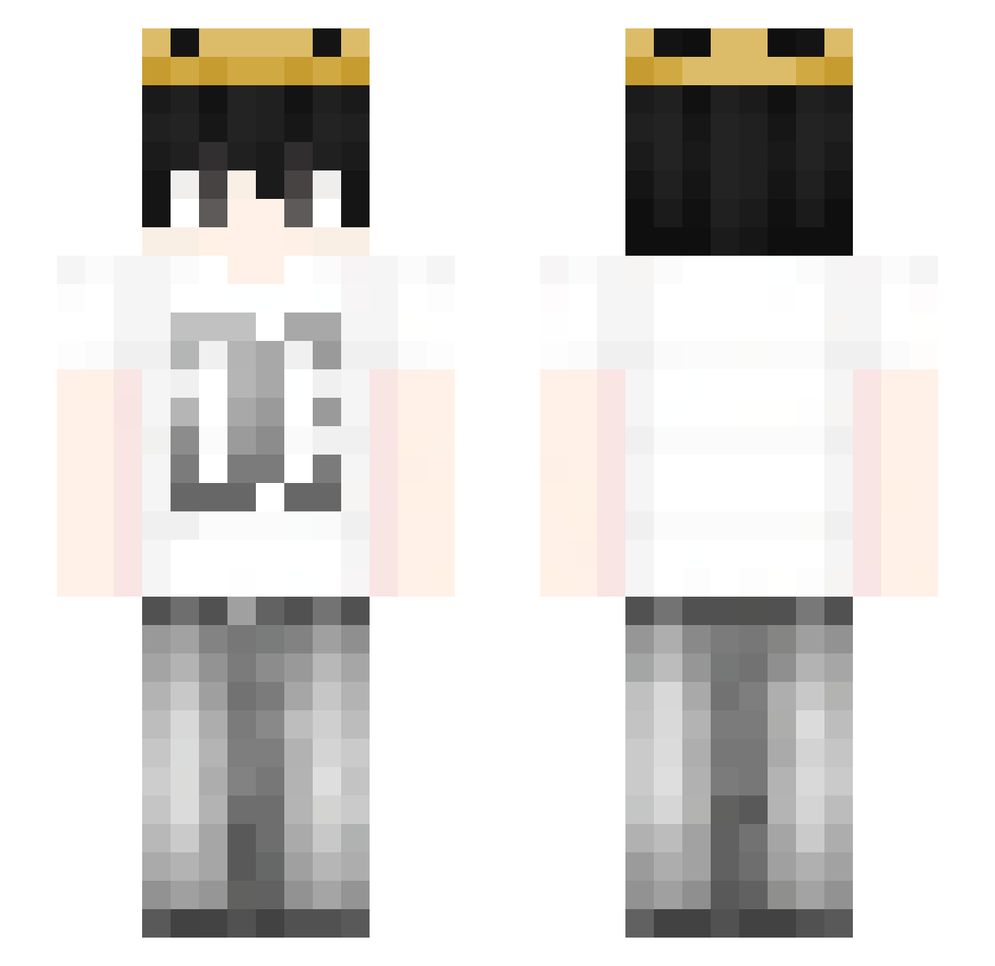 Tenclem76 Minecraft skin, front and back view