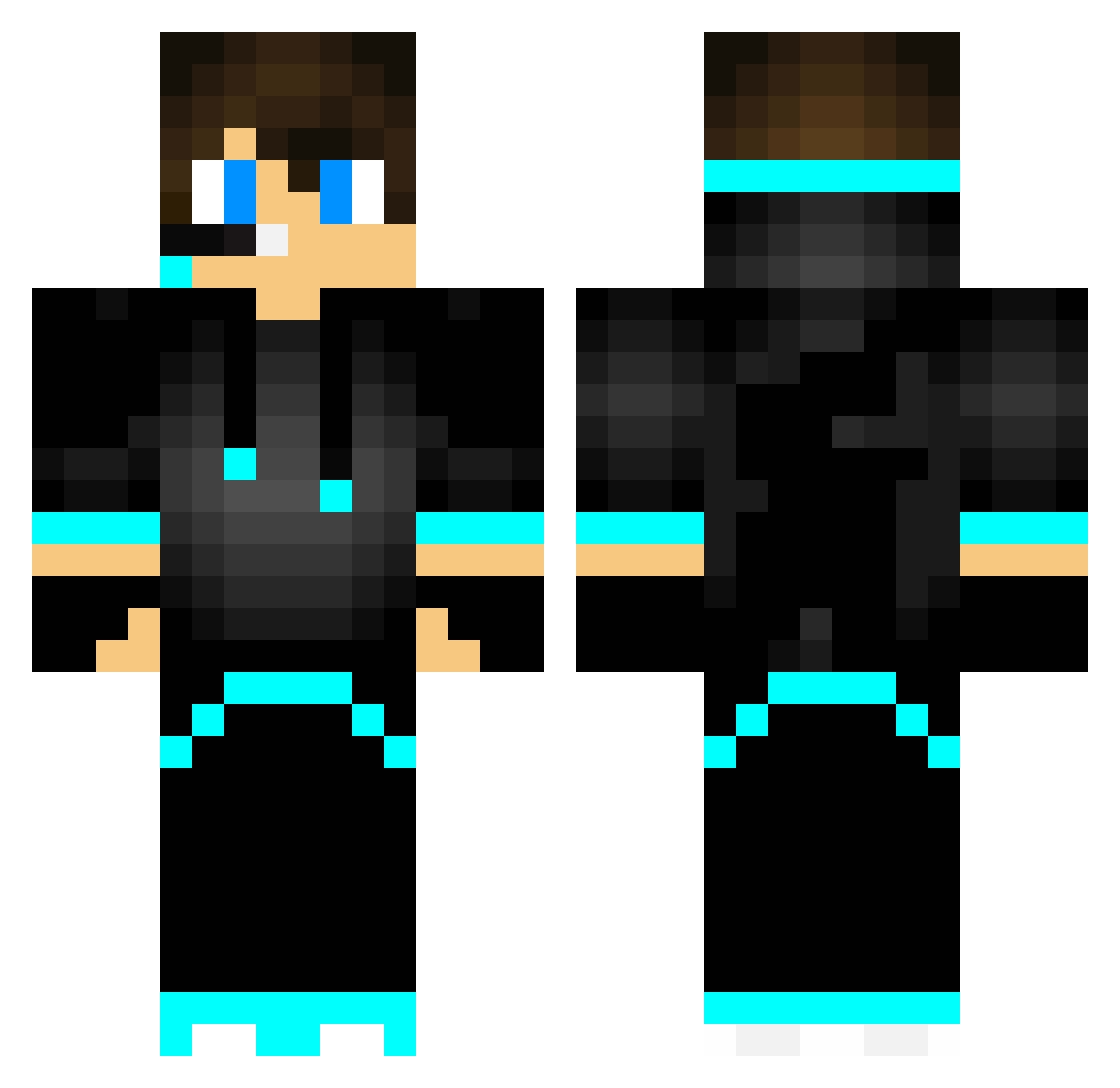 Porogam Minecraft skin, front and back view