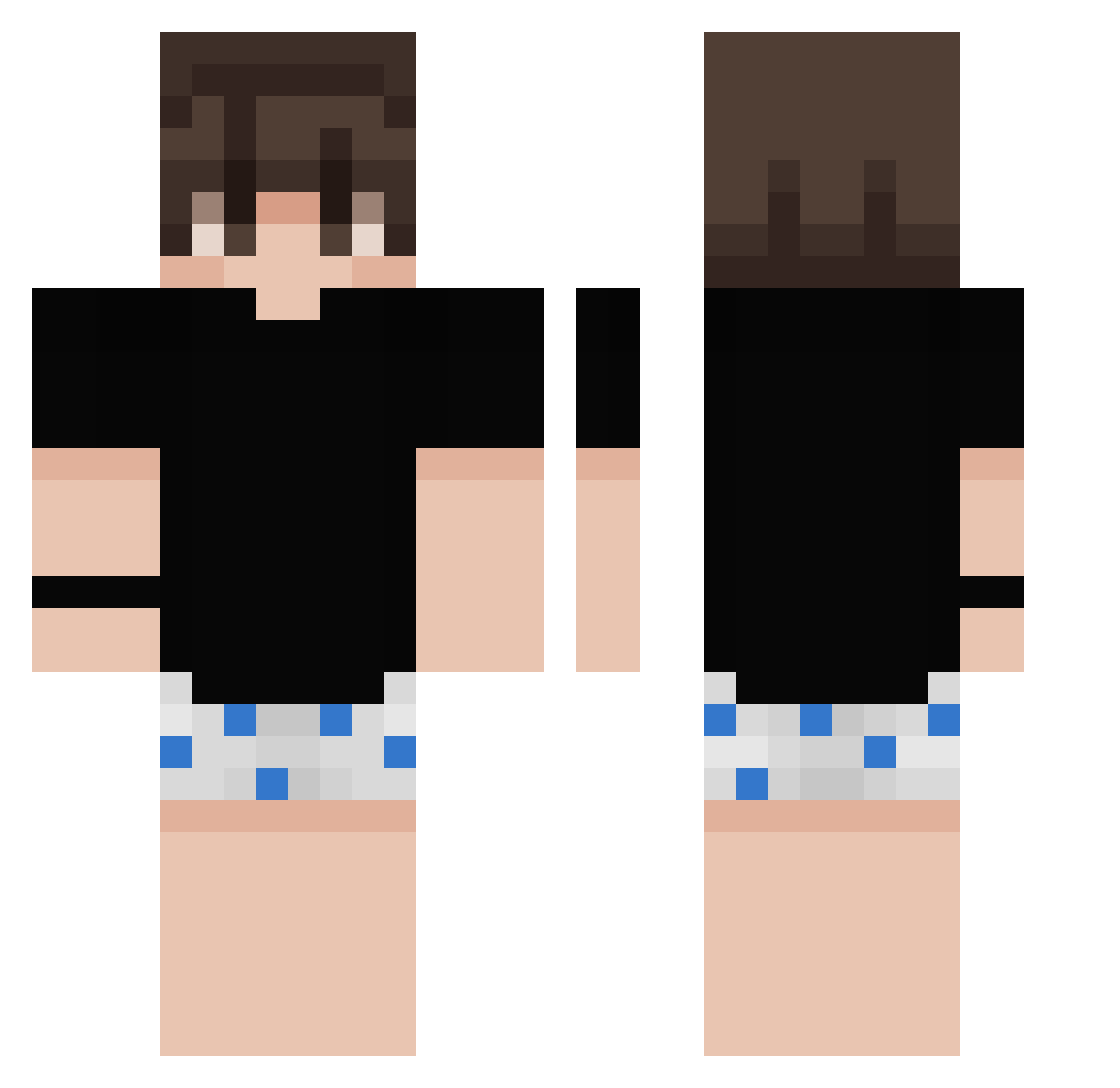 iTunesxz Minecraft skin, front and back view