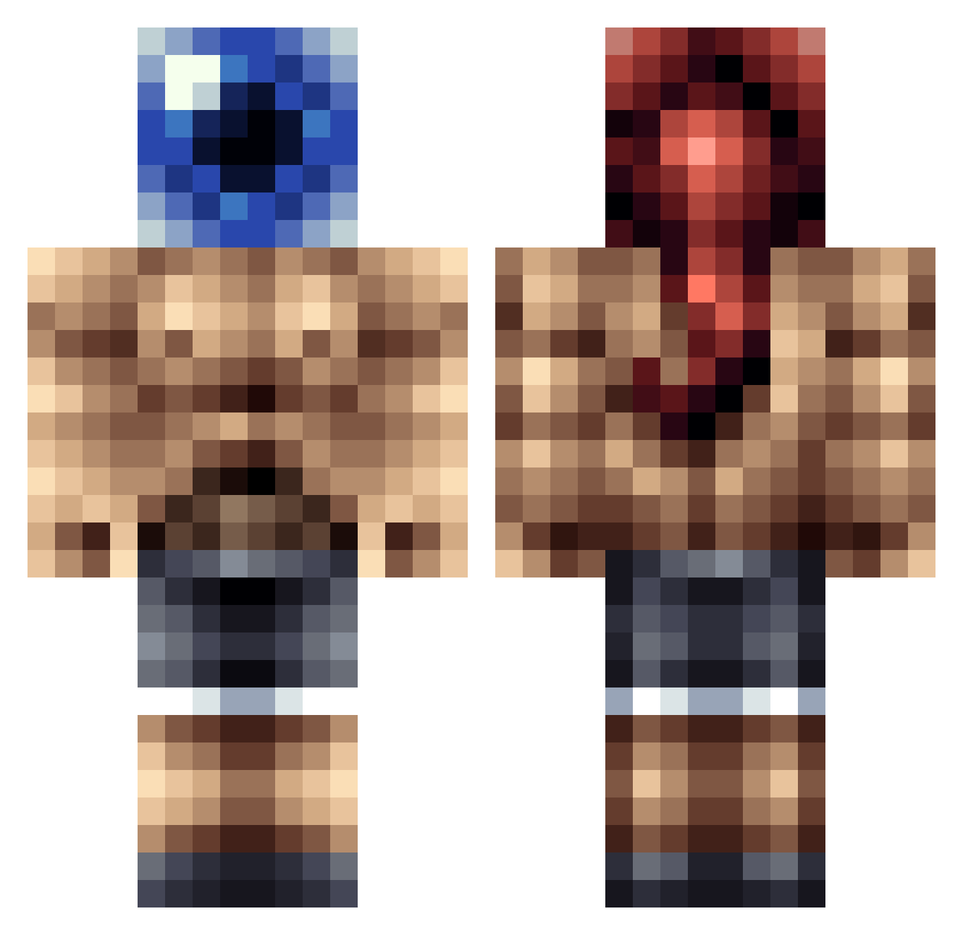 Echoist Minecraft skin, front and back view
