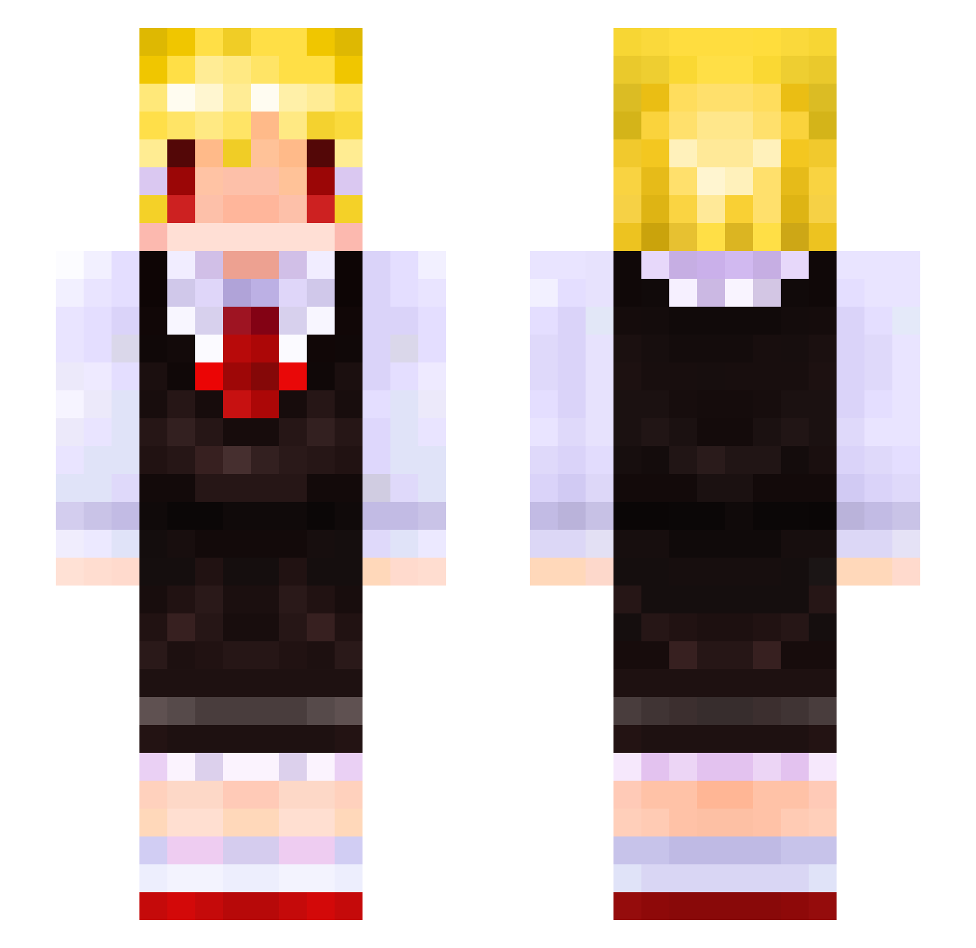 Rpis Minecraft skin, front and back view