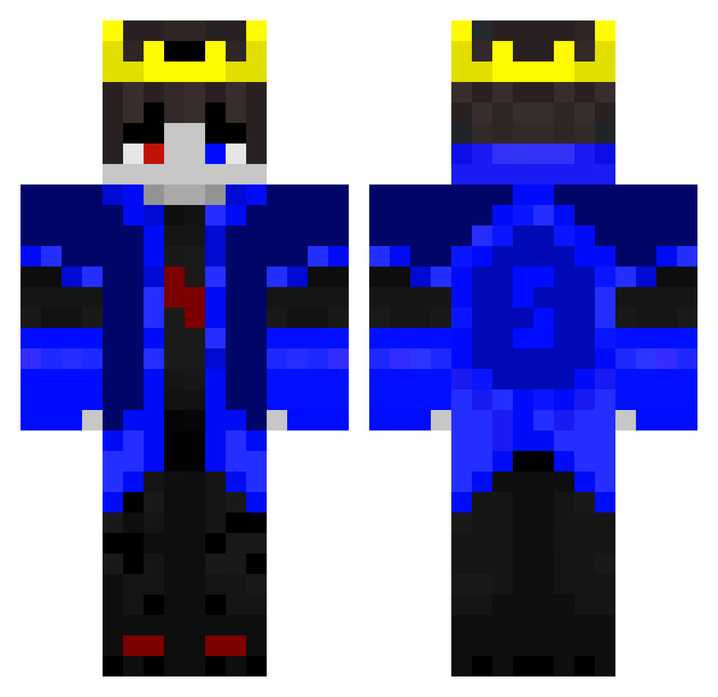 Jazzup48 Minecraft skin, front and back view