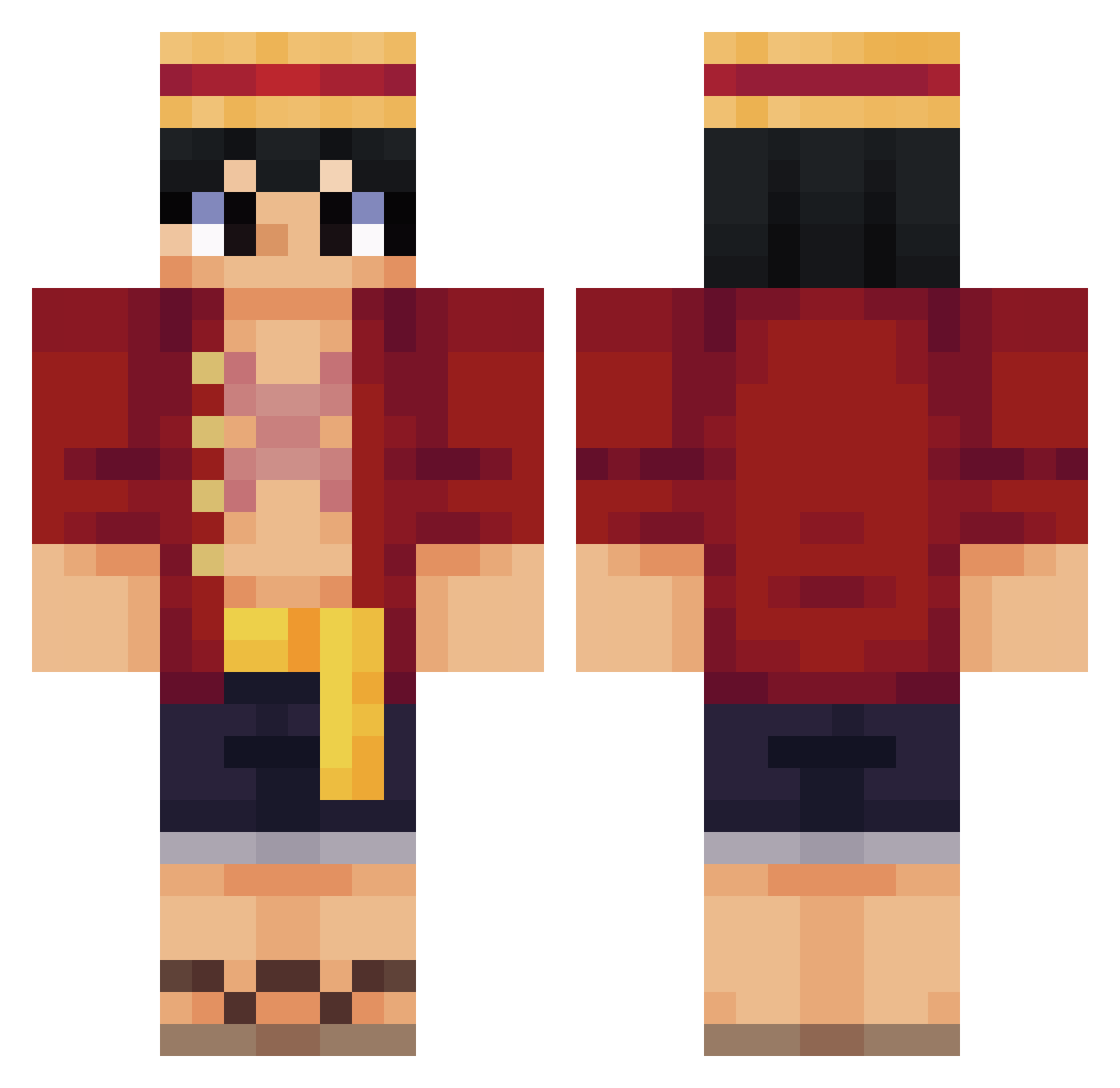 Wilbobaggin50 Minecraft skin, front and back view
