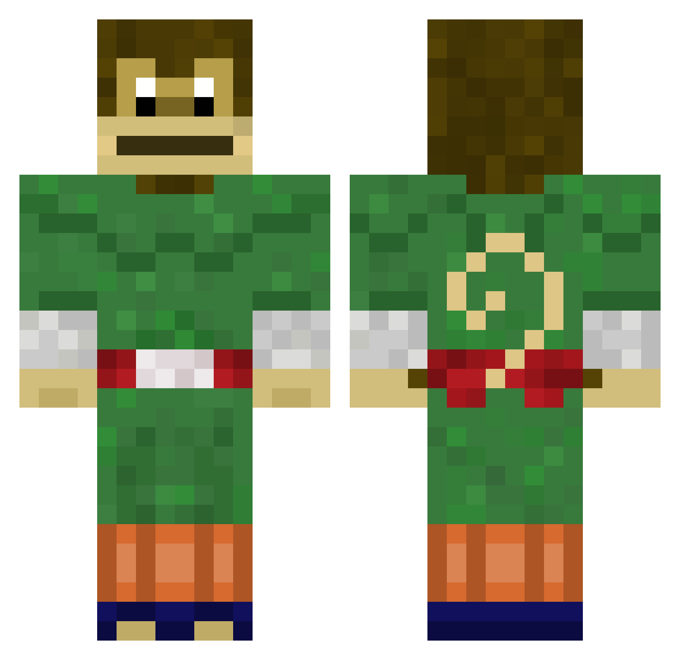 Ronir0 Minecraft skin, front and back view