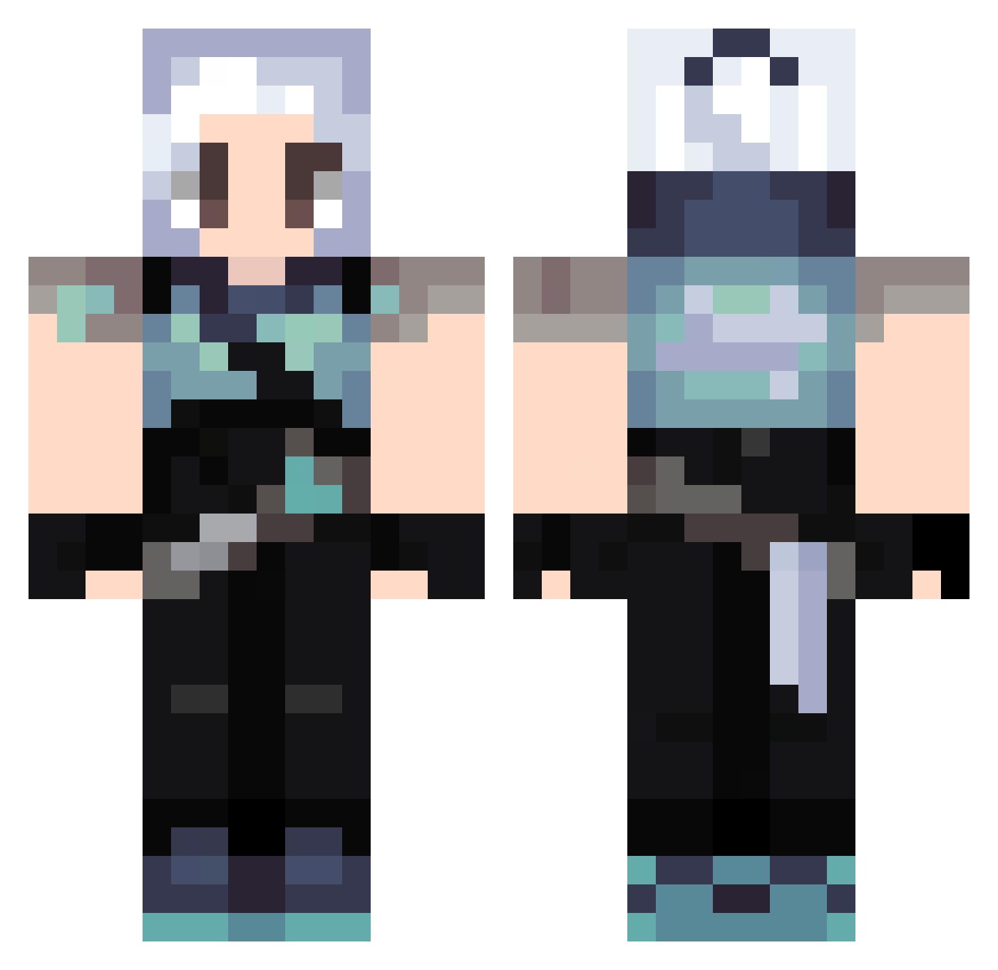 Revekk Minecraft skin, front and back view