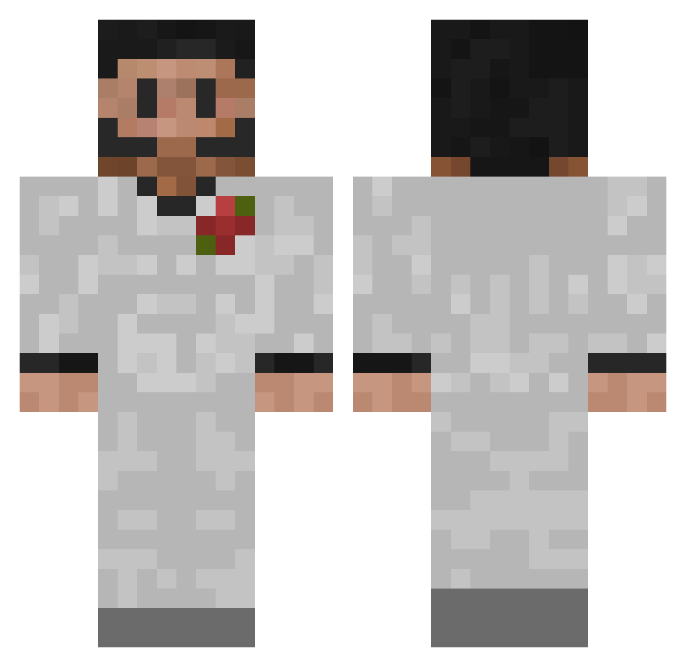 Riskoh Minecraft skin, front and back view