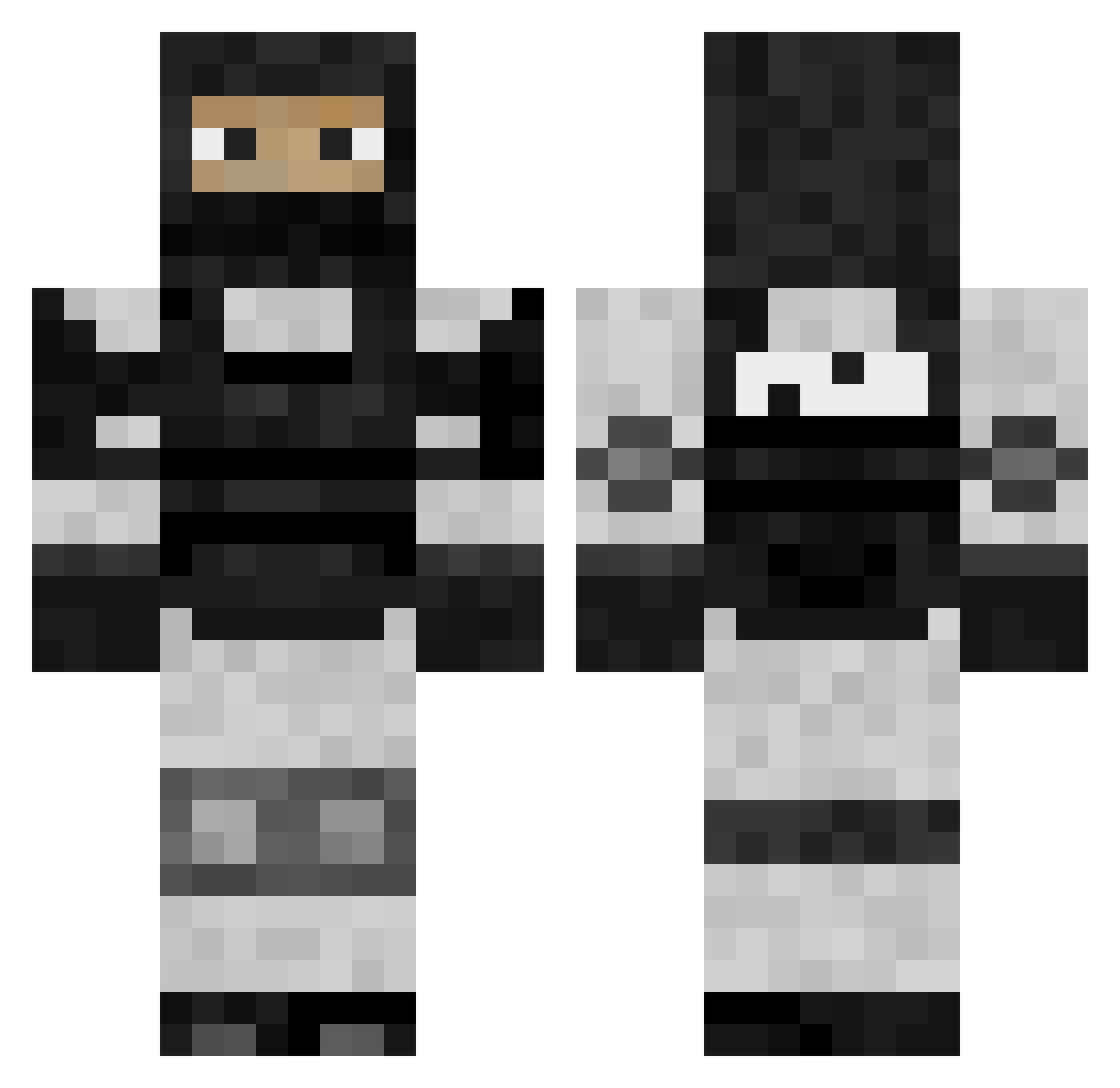 S3SCP Minecraft skin, front and back view