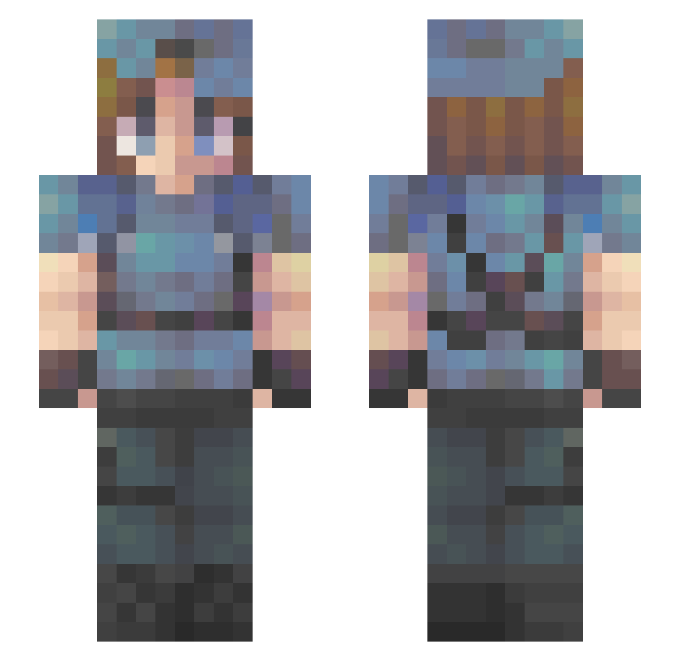 handinball Minecraft skin, front and back view