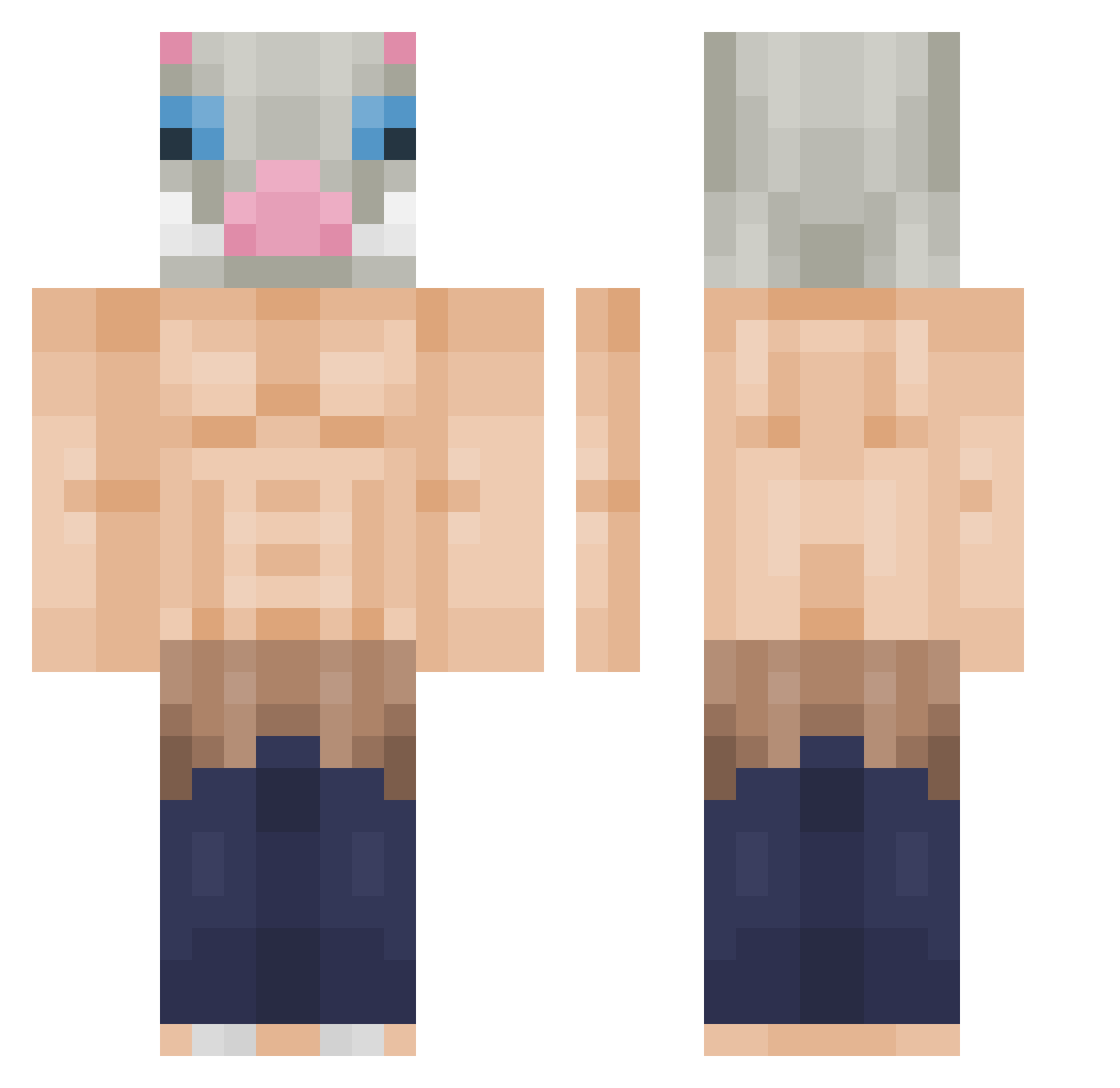 DrunkGuyDK Minecraft skin, front and back view