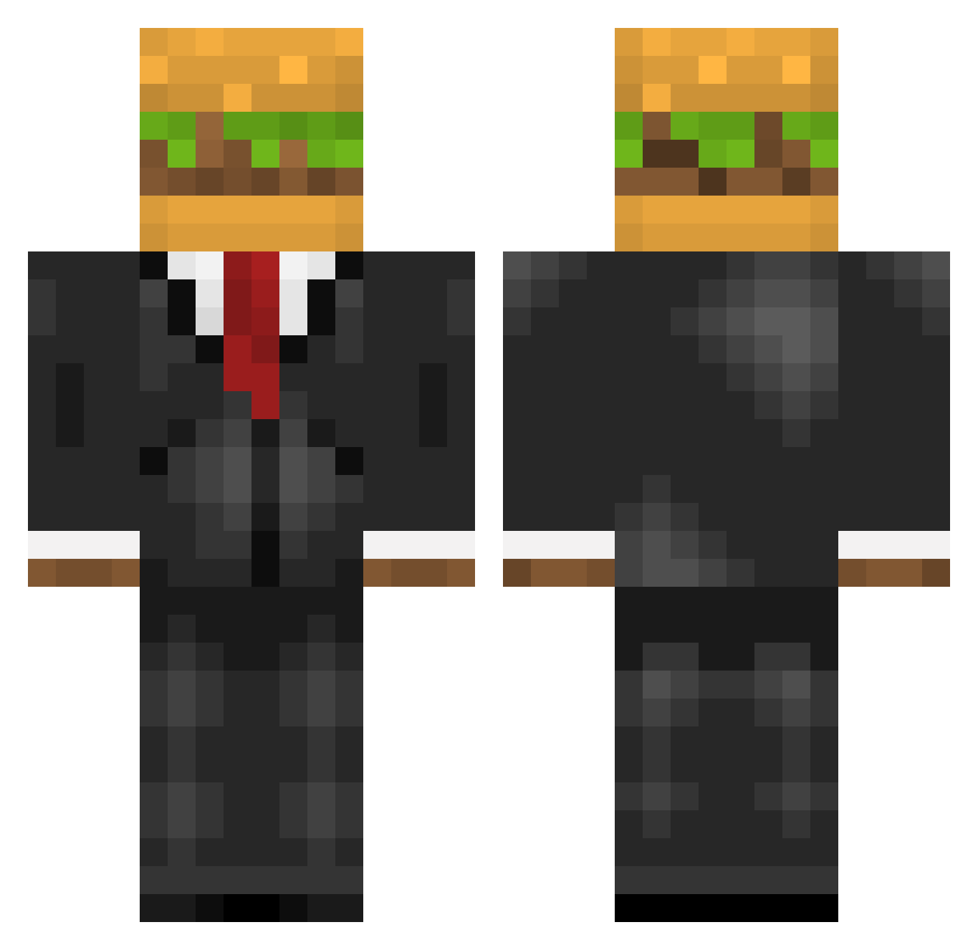 RileyBurger Minecraft skin, front and back view