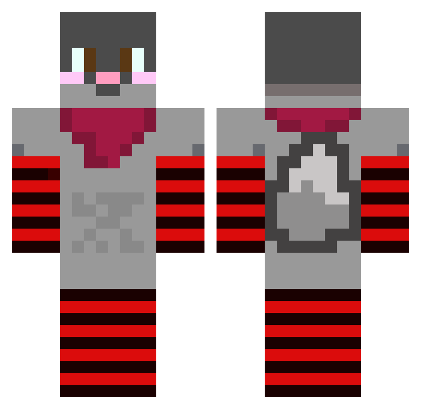 Zepperd Minecraft skin, front and back view