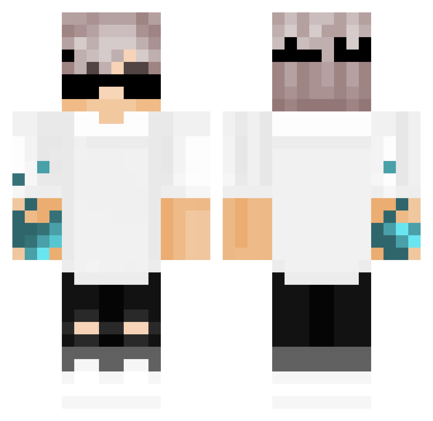 Unvergable Minecraft skin, front and back view