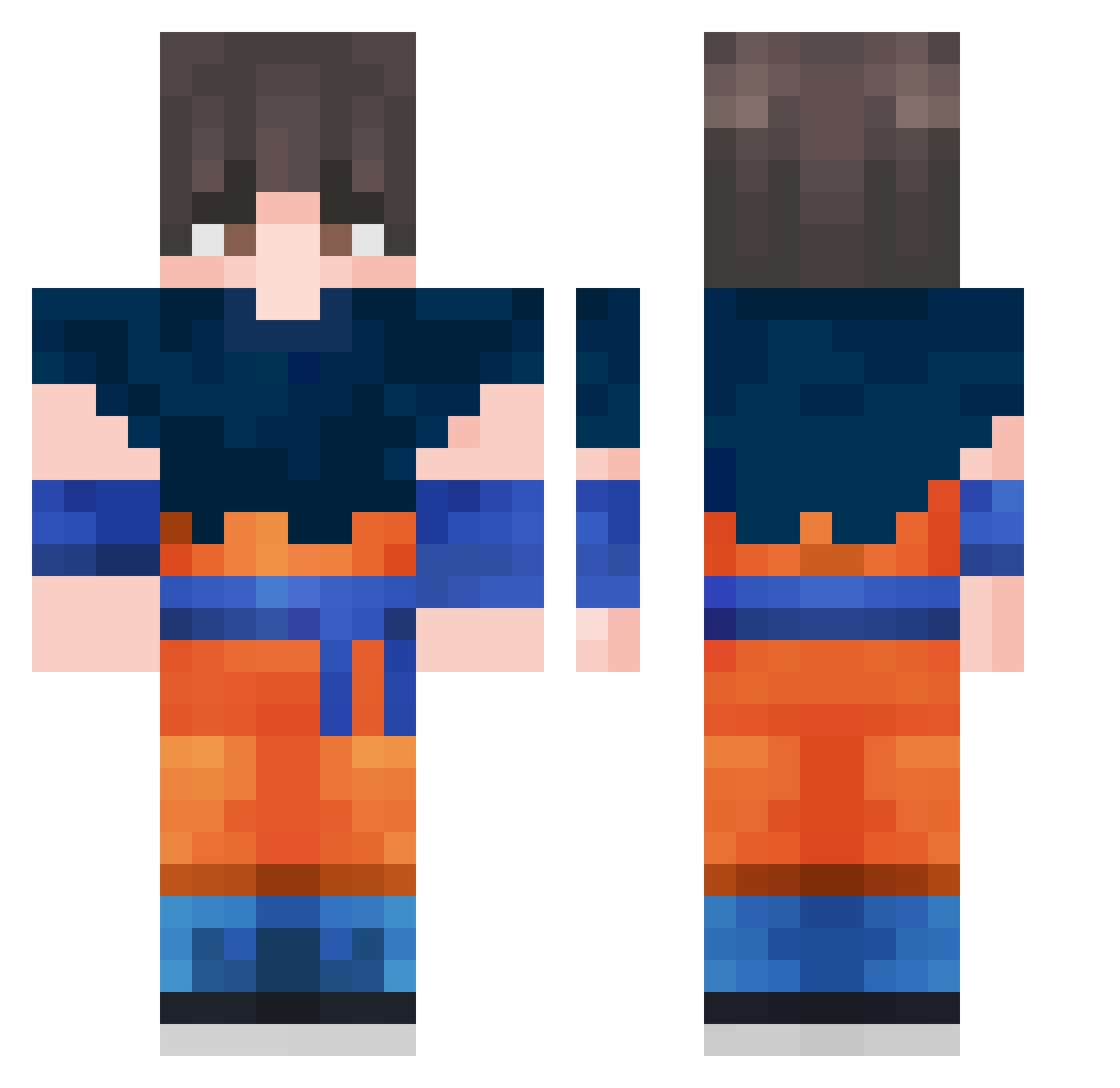 vNII Minecraft skin, front and back view