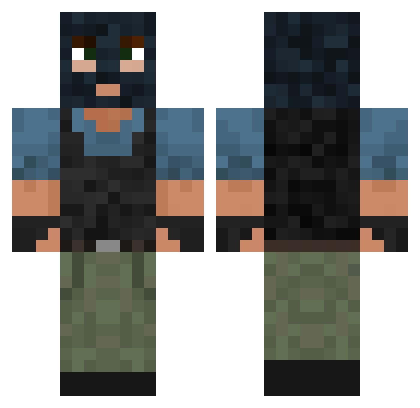 DoctorGroose Minecraft skin, front and back view