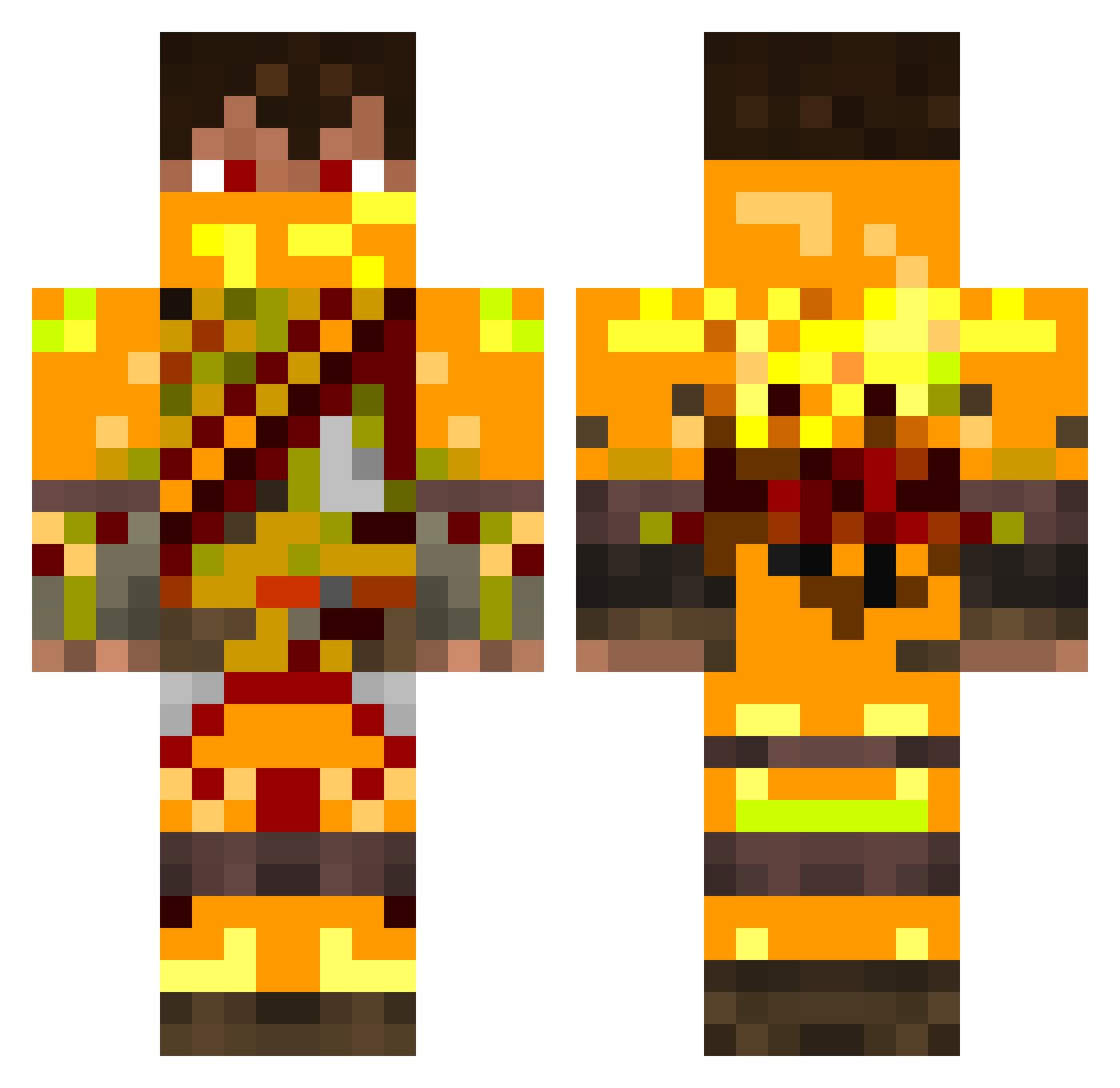 Hepialus Minecraft skin, front and back view