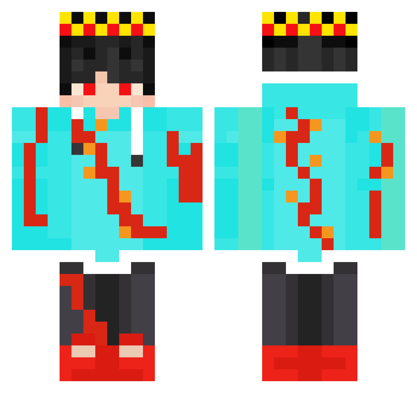 TryHardz Minecraft skin, front and back view