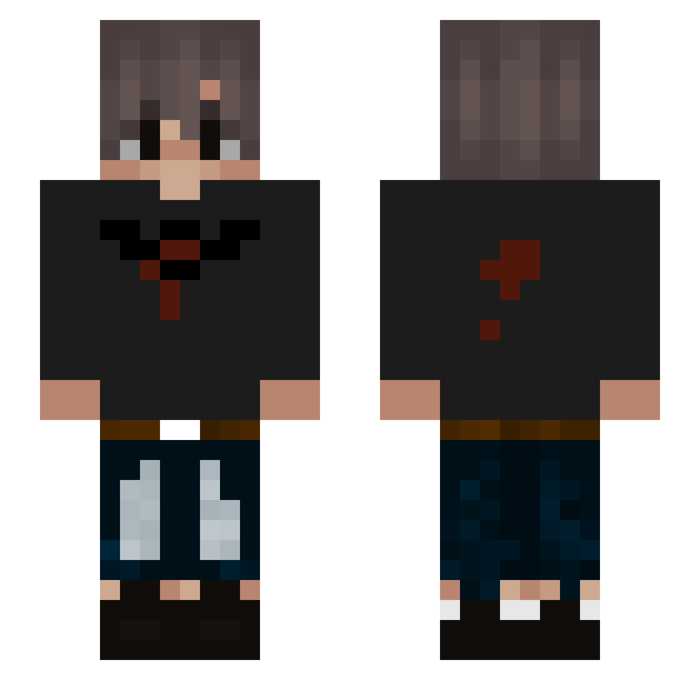 sxcr Minecraft skin, front and back view