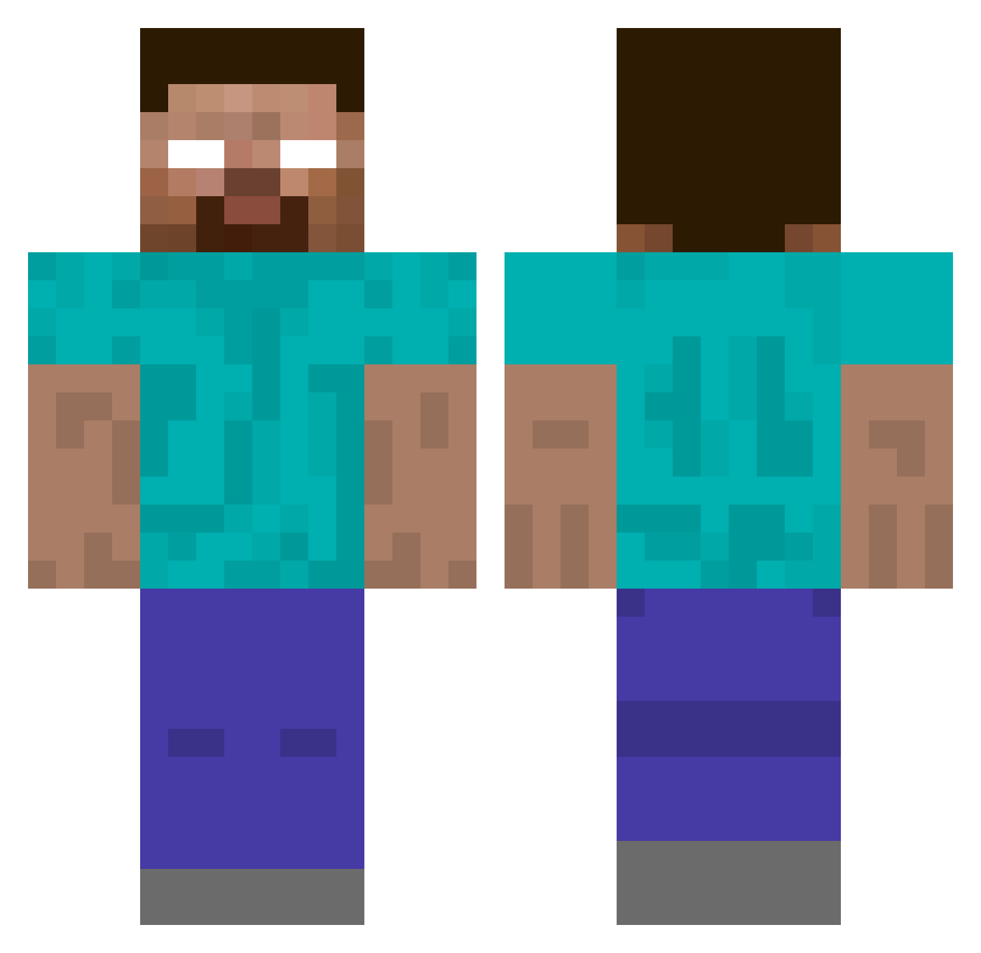 Raven912 Minecraft skin, front and back view