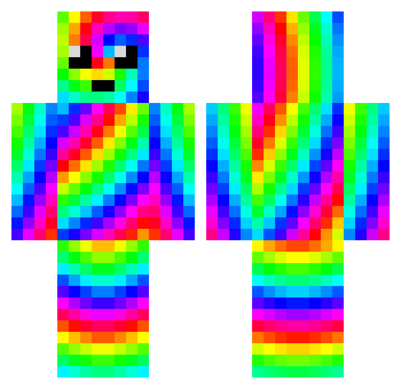 Whiffles Minecraft skin, front and back view