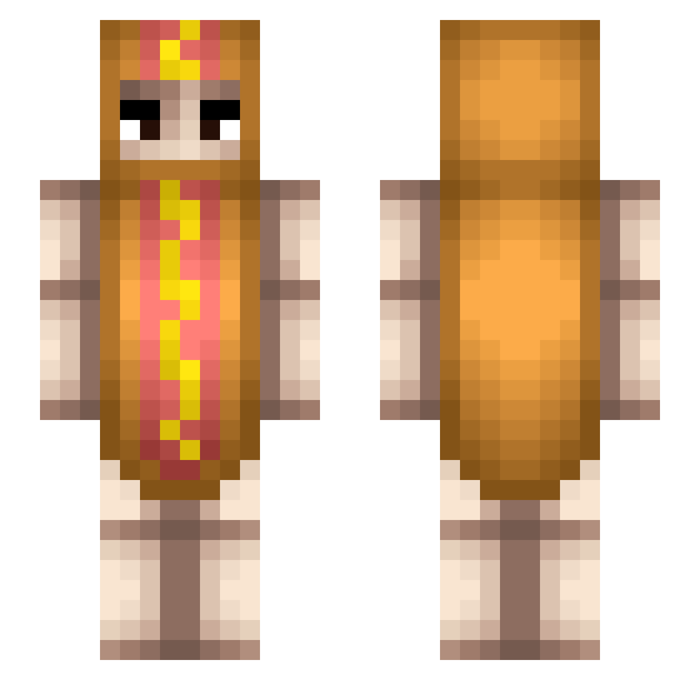 Slizsy Minecraft skin, front and back view