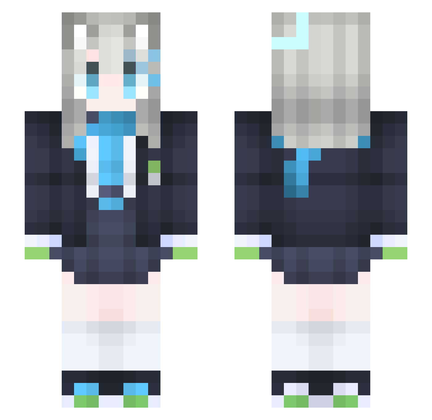 rikoblock Minecraft skin, front and back view