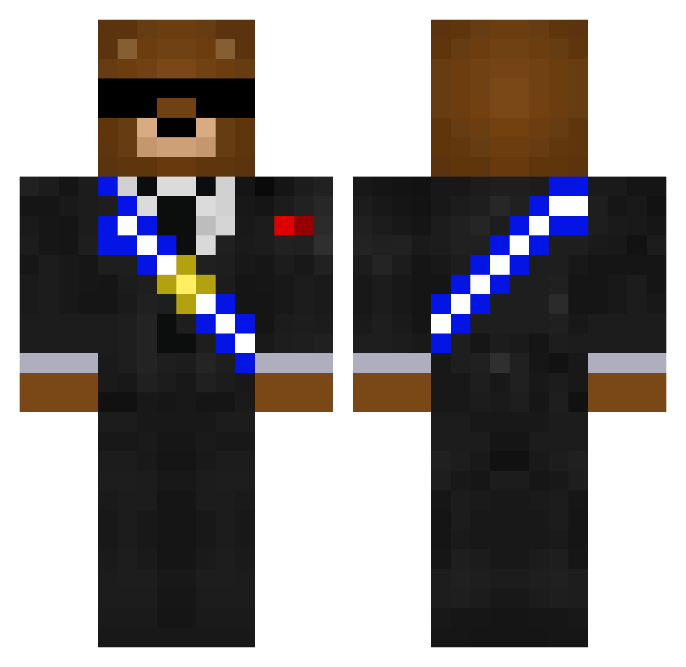 Historical_Atom Minecraft skin, front and back view