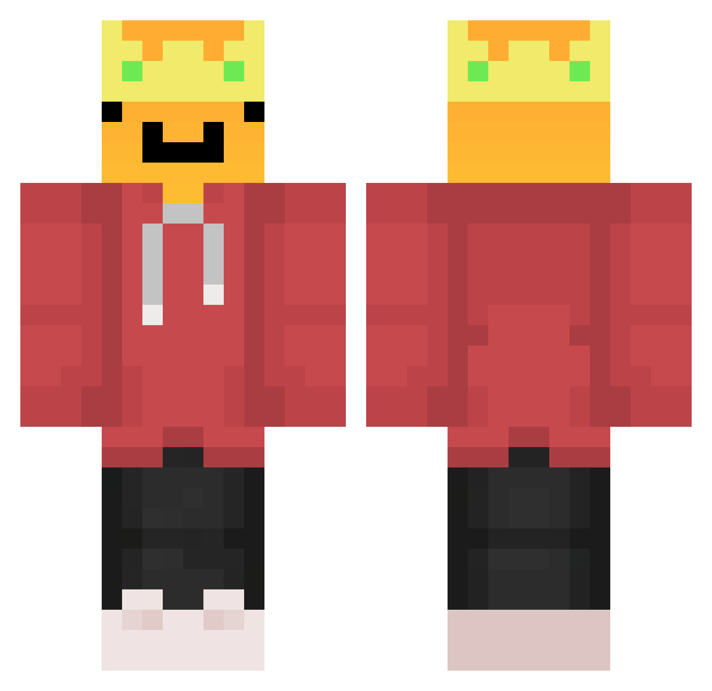 yxke Minecraft skin, front and back view