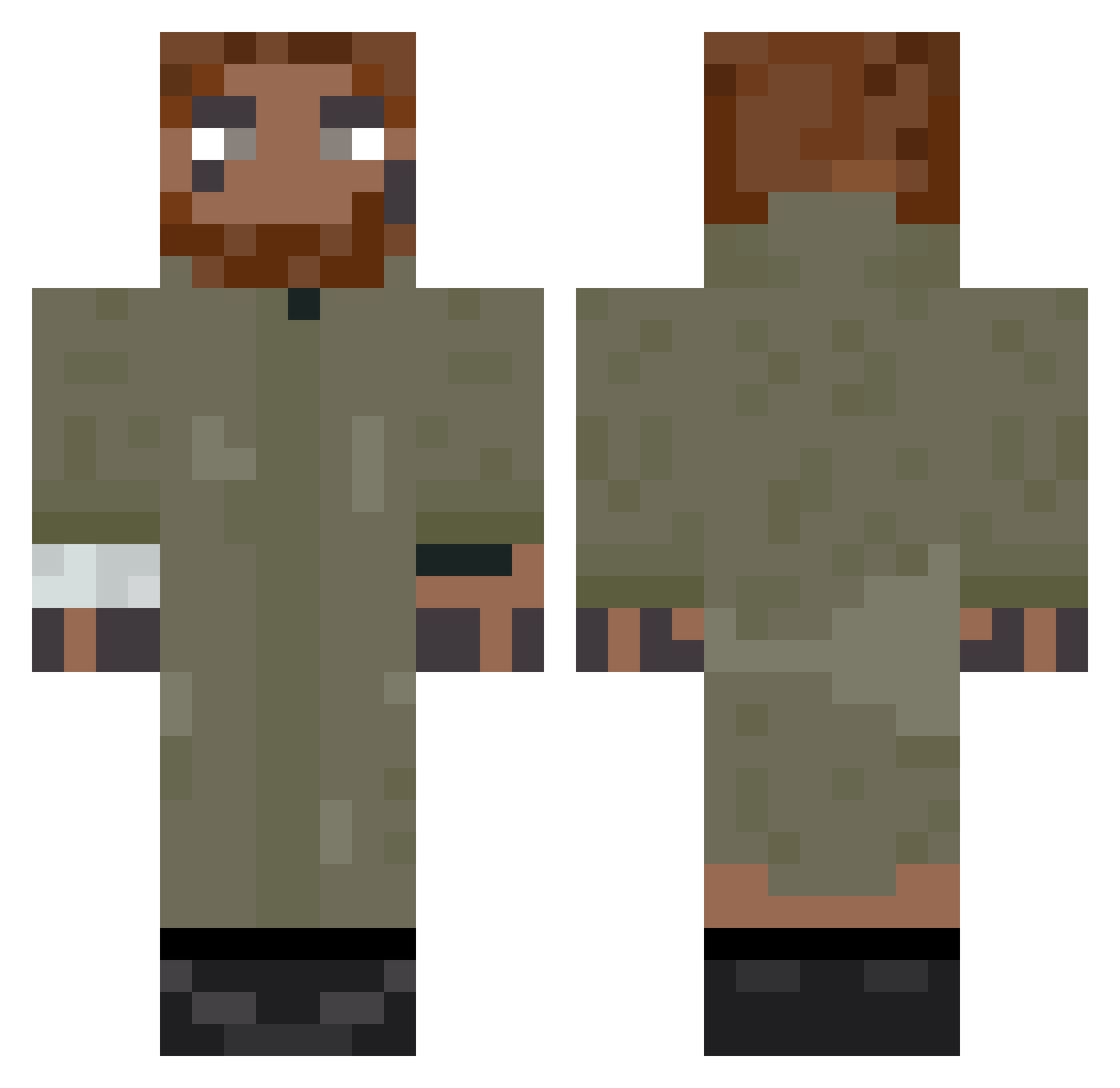 TheDirtyStrays Minecraft skin, front and back view