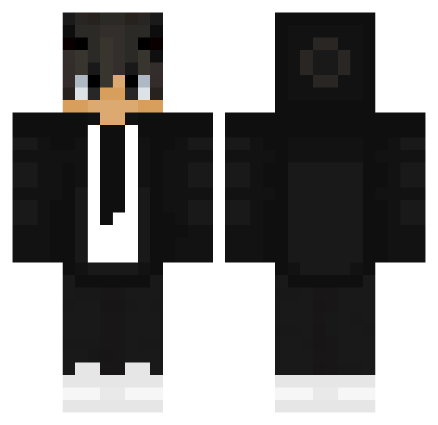 xEm1l Minecraft skin, front and back view