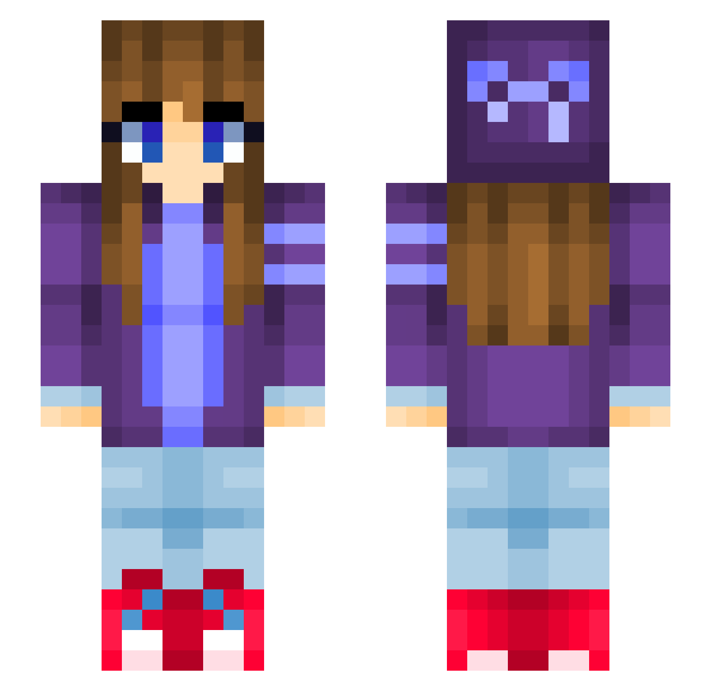 Sheva Minecraft skin, front and back view