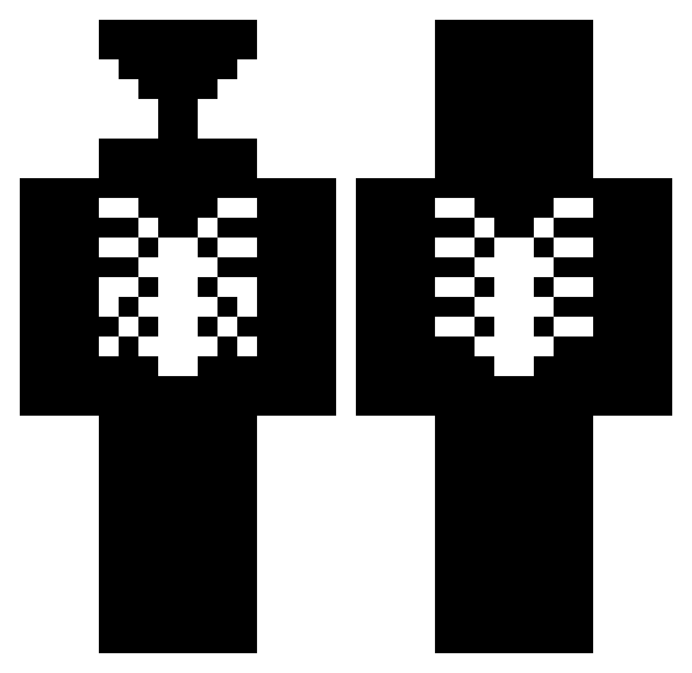 wiaxard Minecraft skin, front and back view