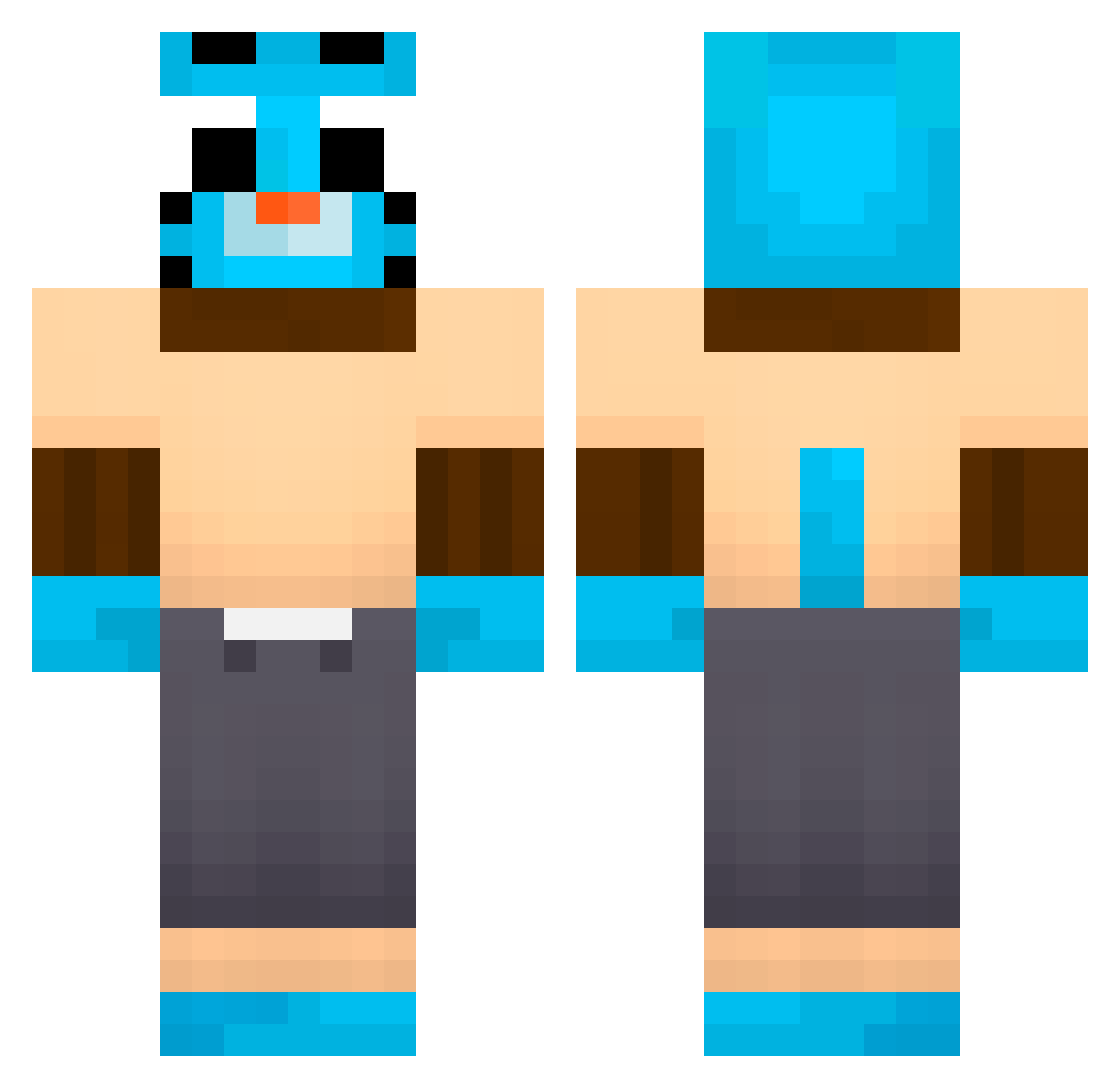 JustJax36 Minecraft skin, front and back view