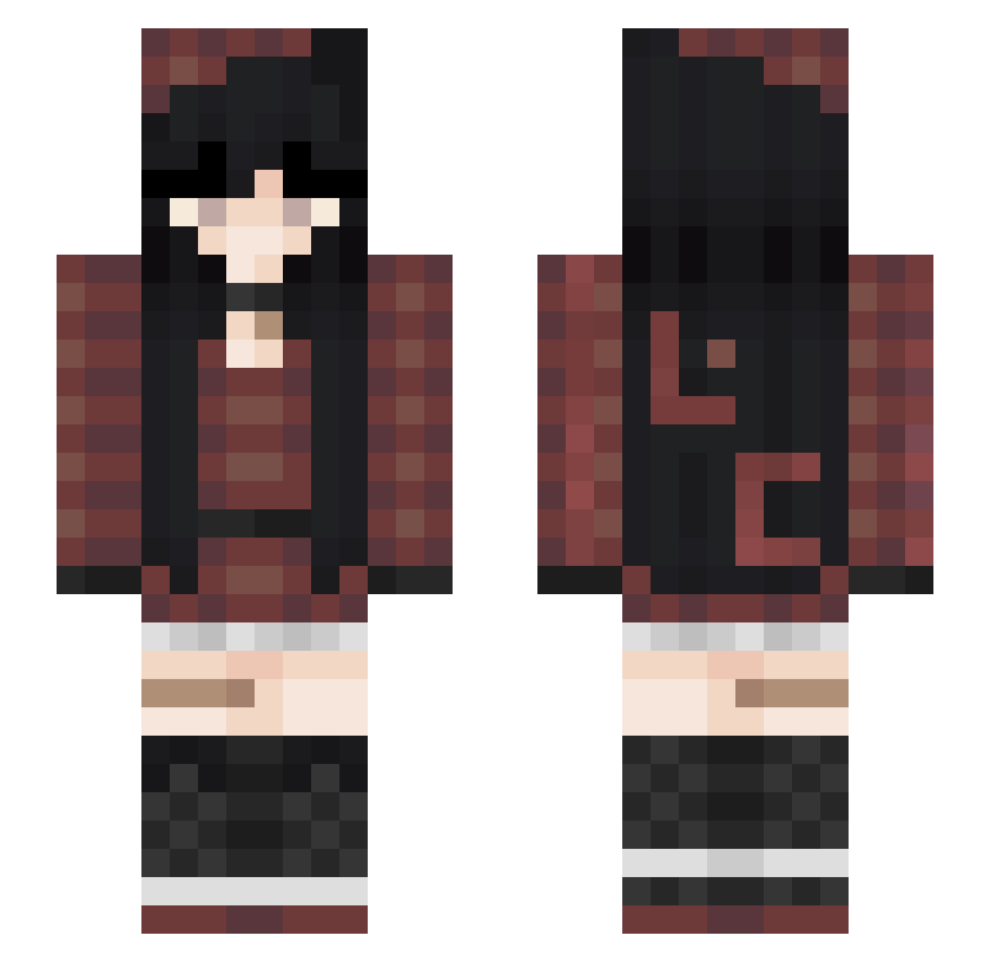 Blustick Minecraft skin, front and back view