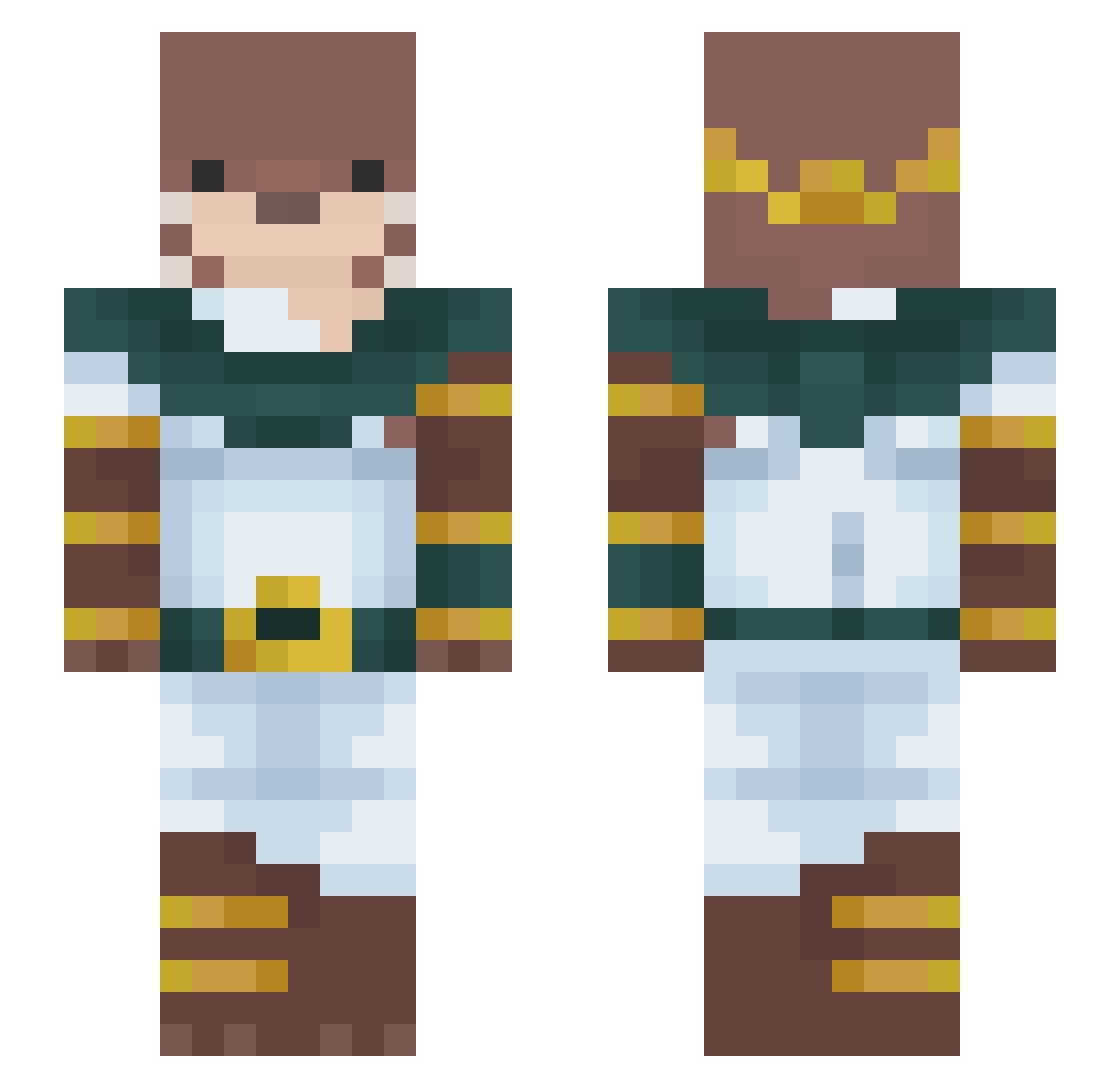 Suzamoon Minecraft skin, front and back view