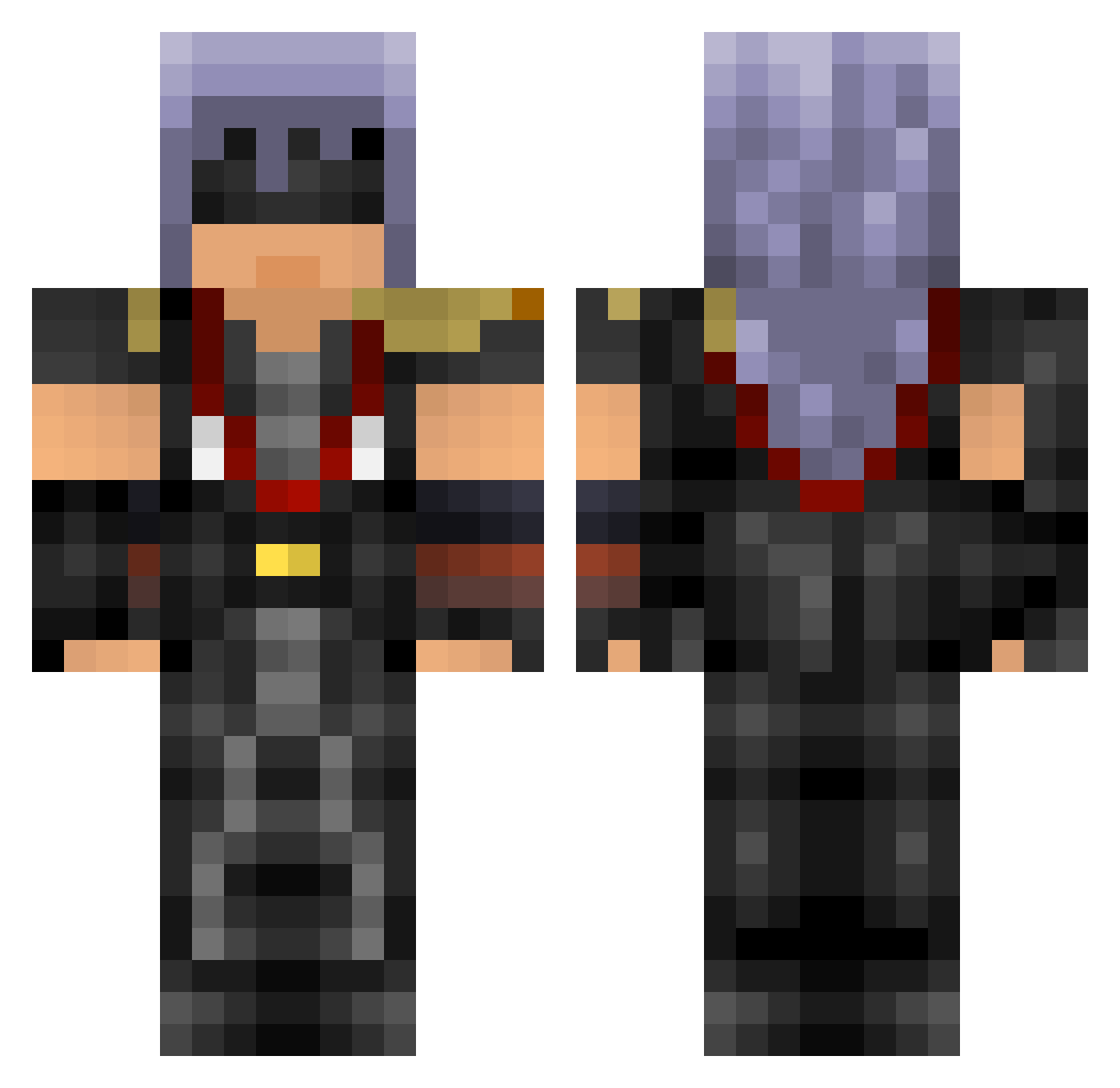 Volkin08 Minecraft skin, front and back view