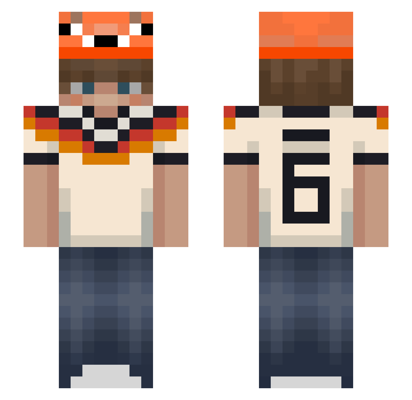 yuigahh Minecraft skin, front and back view