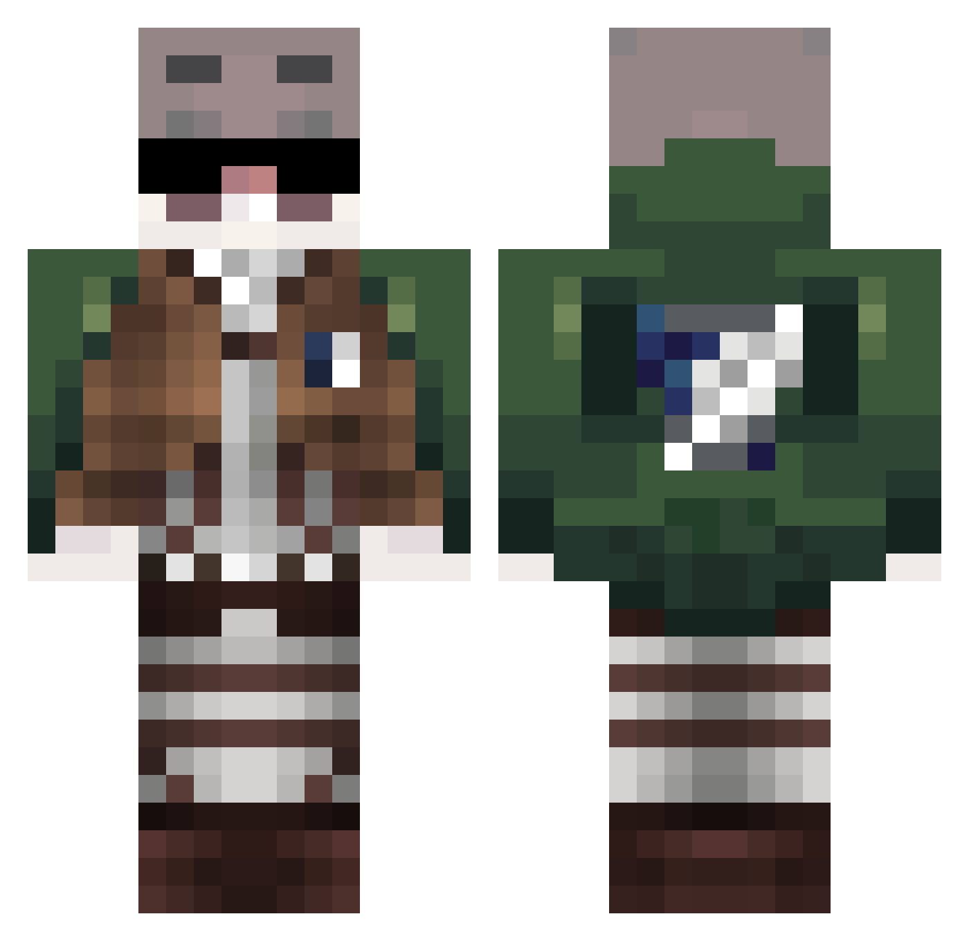Sacraria Minecraft skin, front and back view