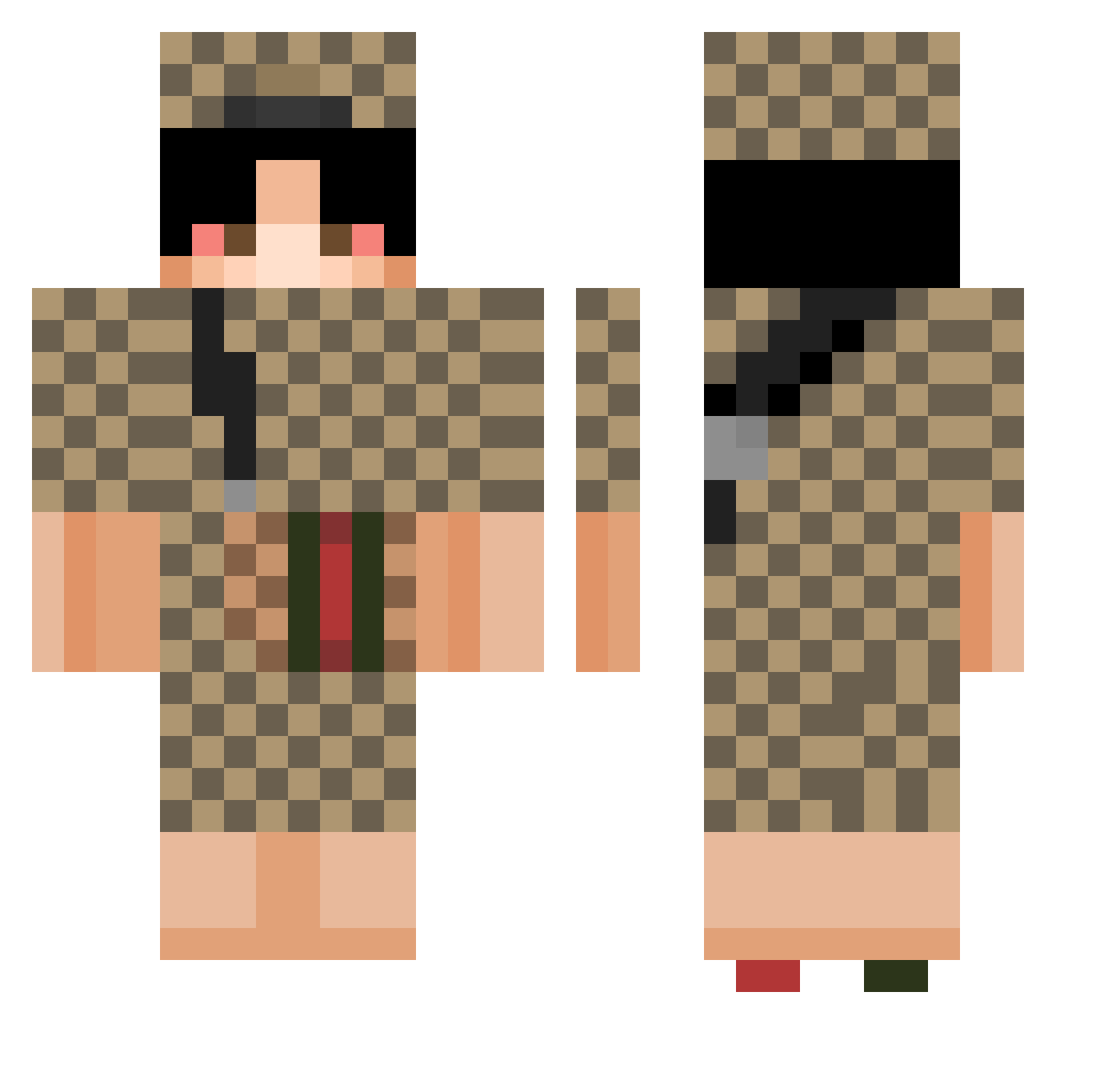 QLEANDOMEATUBBY Minecraft skin, front and back view