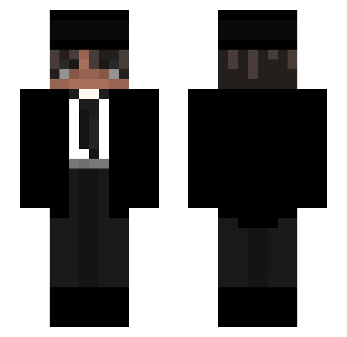 Xffect Minecraft skin, front and back view