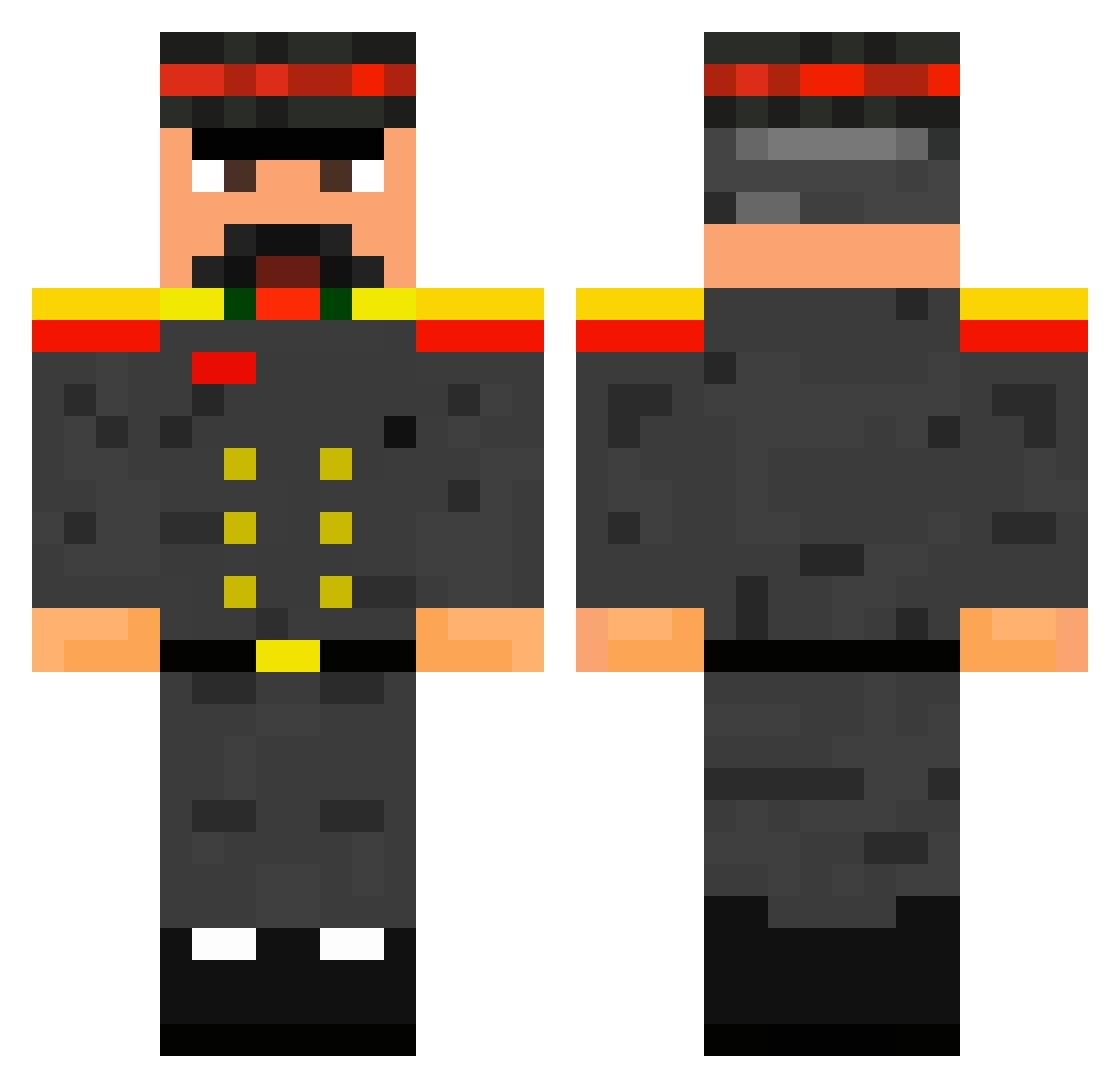 Memings Minecraft skin, front and back view