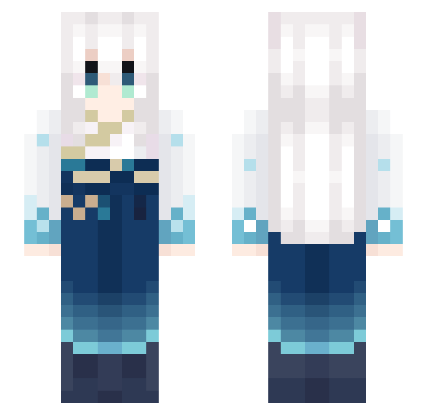 Senchouja Minecraft skin, front and back view