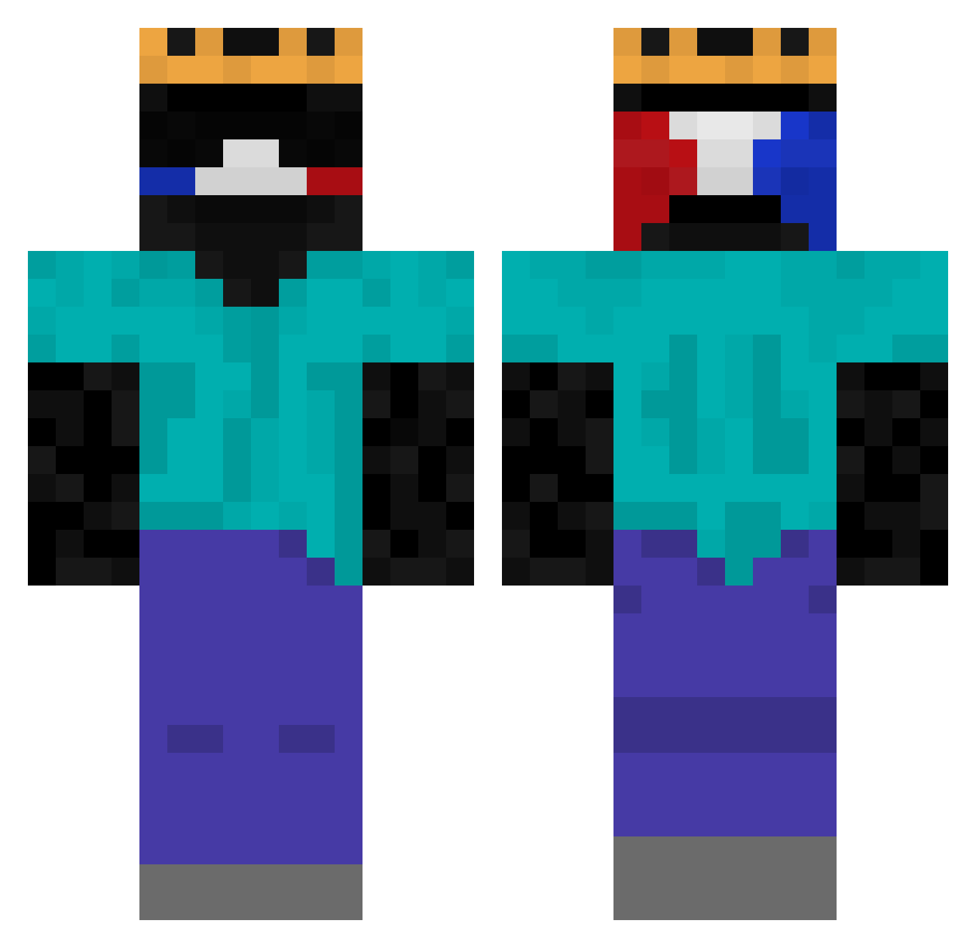 TheSeba9 Minecraft skin, front and back view